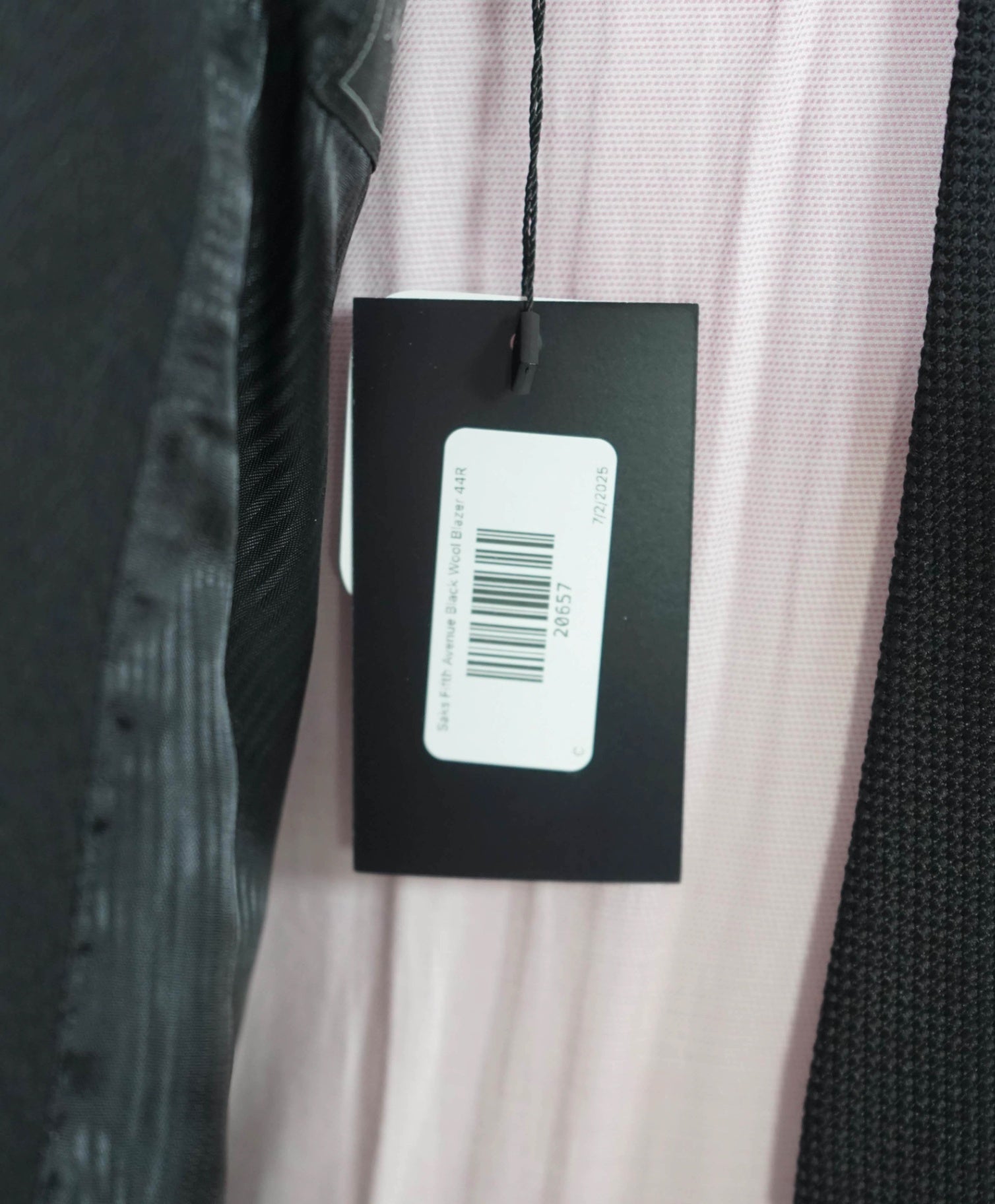 SAKS FIFTH AVENUE - Black Herringbone Tuxedo Dinner Blazer 44R