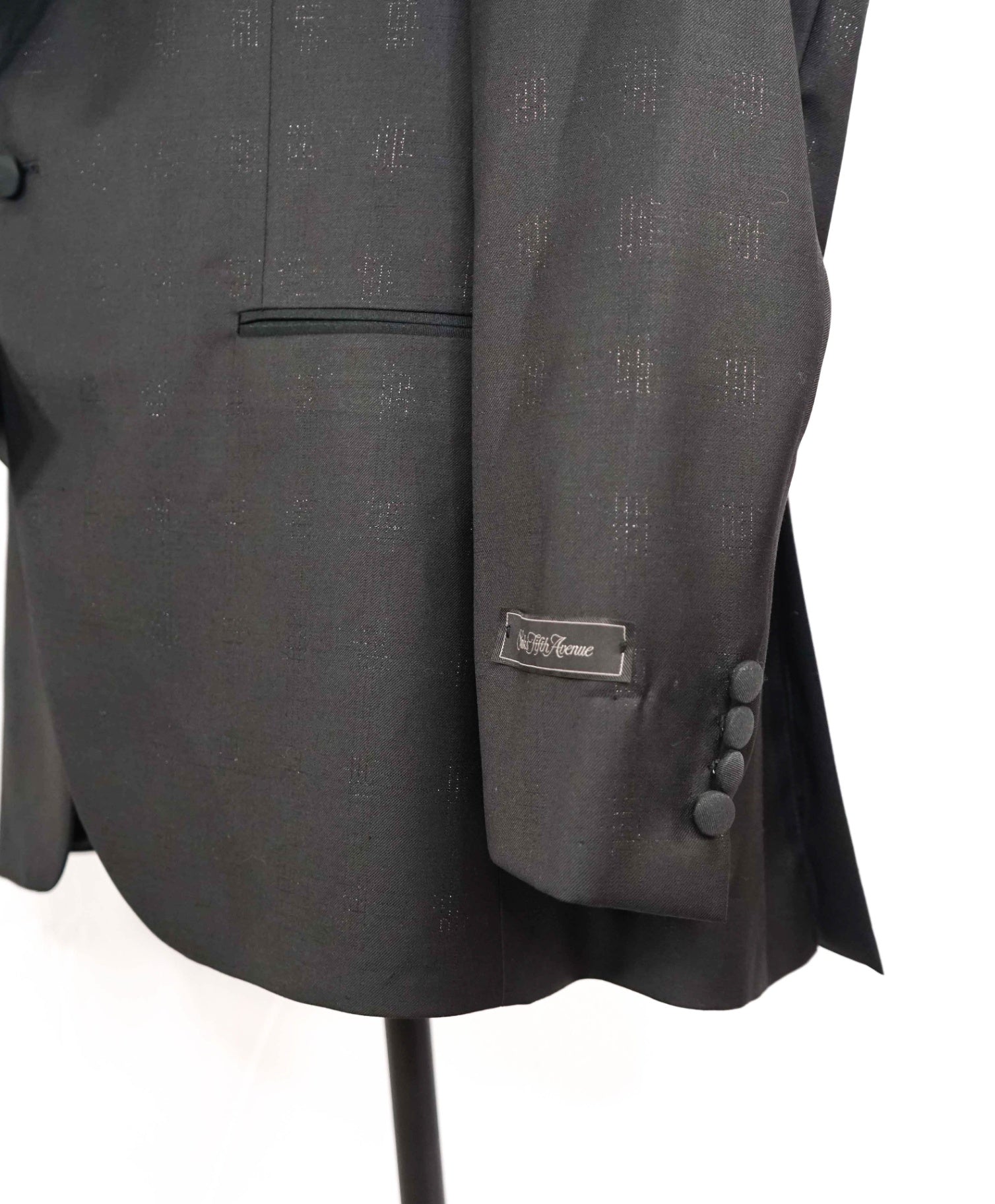 SAKS FIFTH AVENUE - Black Tonal Tuxedo Dinner Jacket Blazer 46R