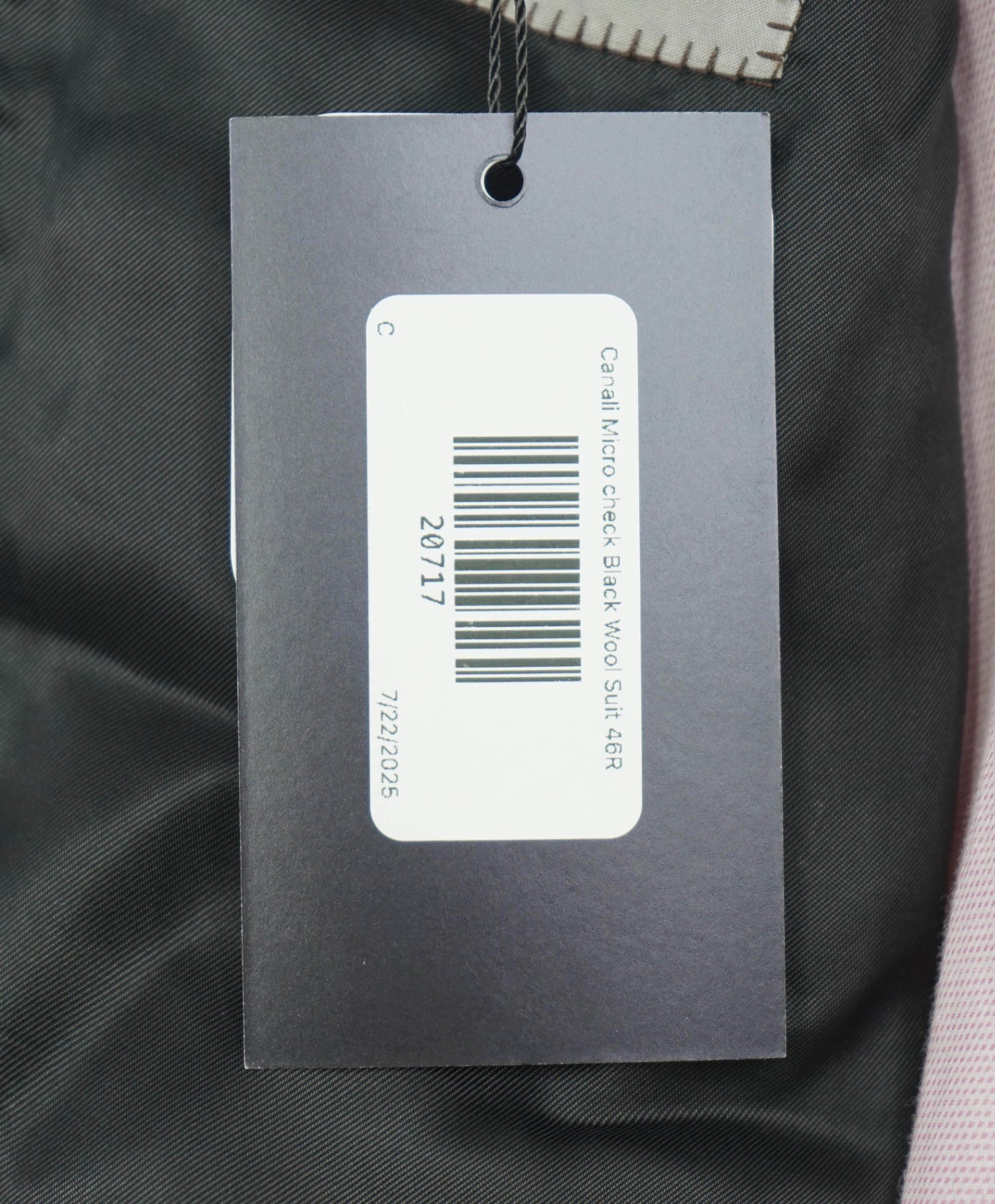 $2,195 CANALI Micro Textured Black Wool Peak Lapel Tuxedo Suit 46R