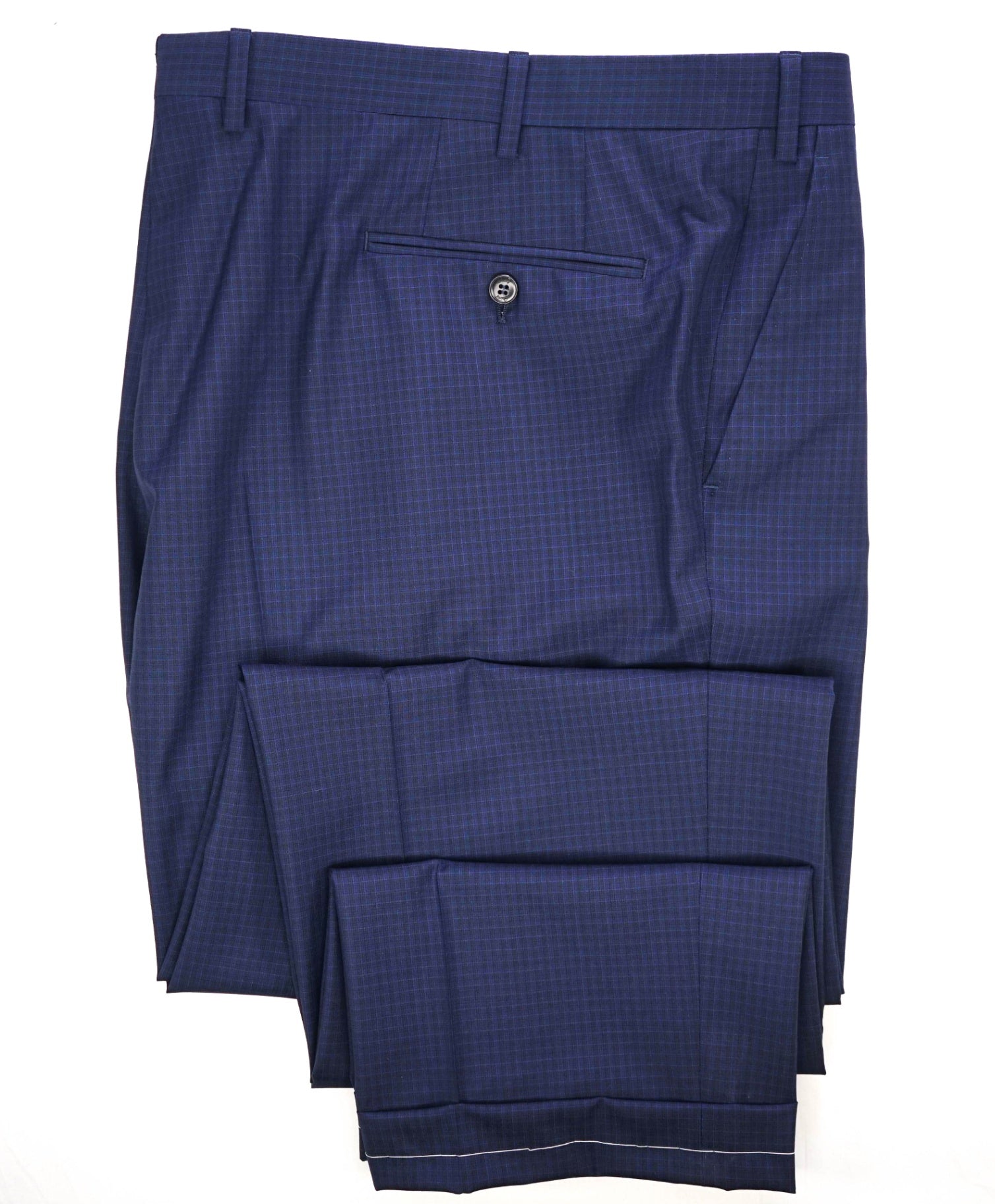 $1,050 BRIONI Navy Micro check Wool Flat Front Dress Pants 44W