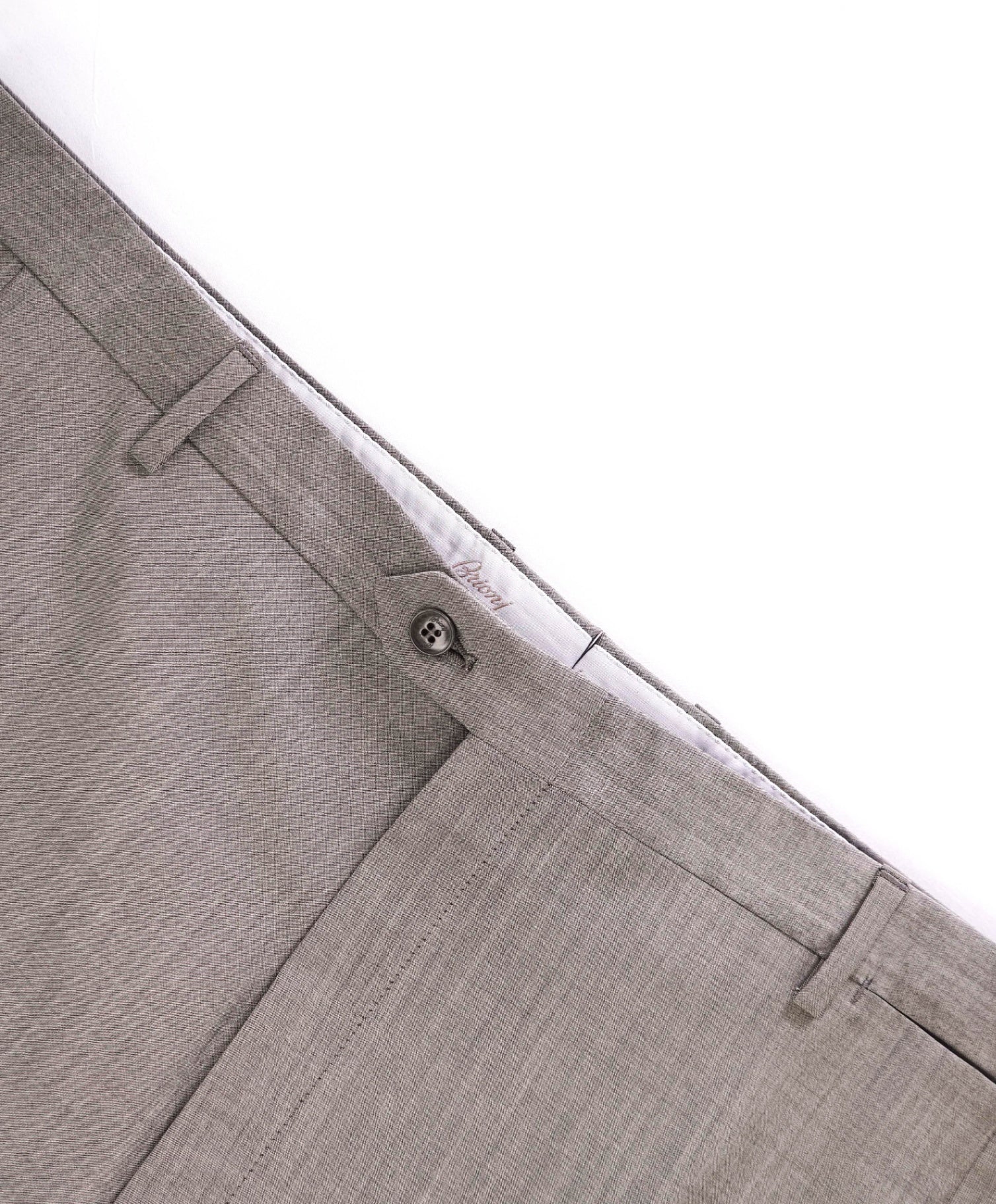 $1,050 Brioni Solid Gray/Brown Wool/Mohair Flat Front Dress Pants 44W