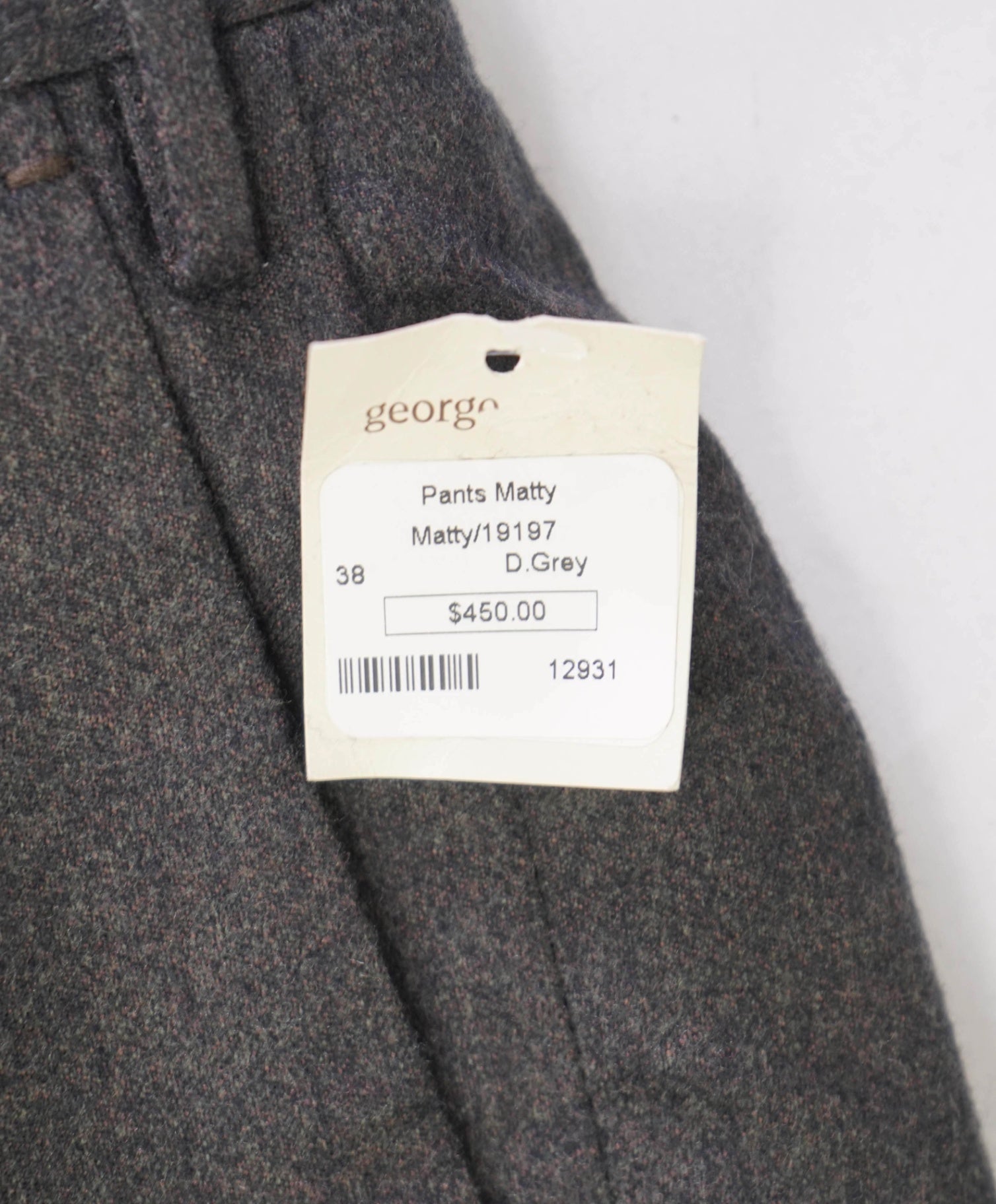 $450 INCOTEX Solid Grey Flannel Flat Front Dress Pants 38W