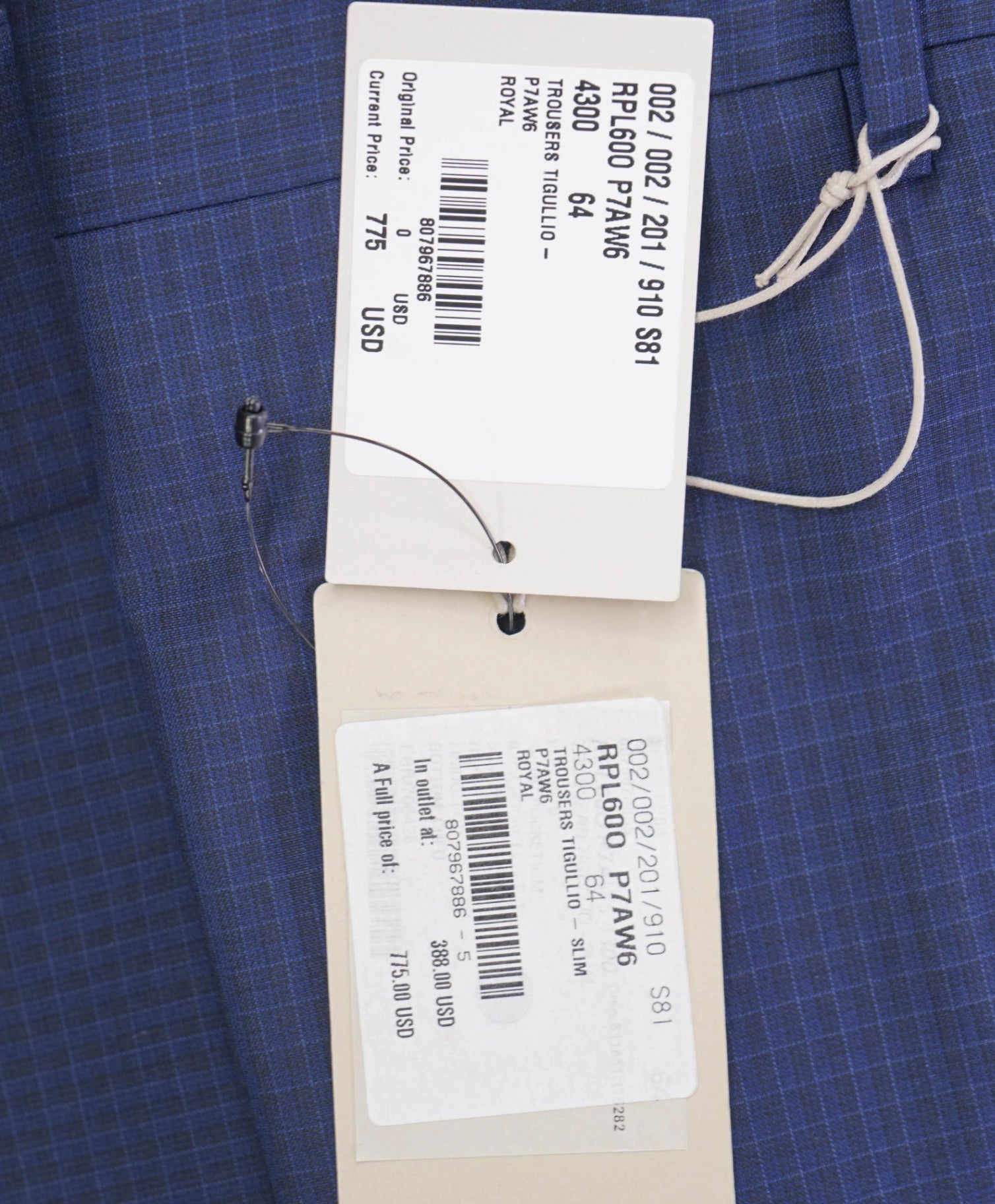 $1,050 BRIONI Navy Micro check Wool Flat Front Dress Pants 44W