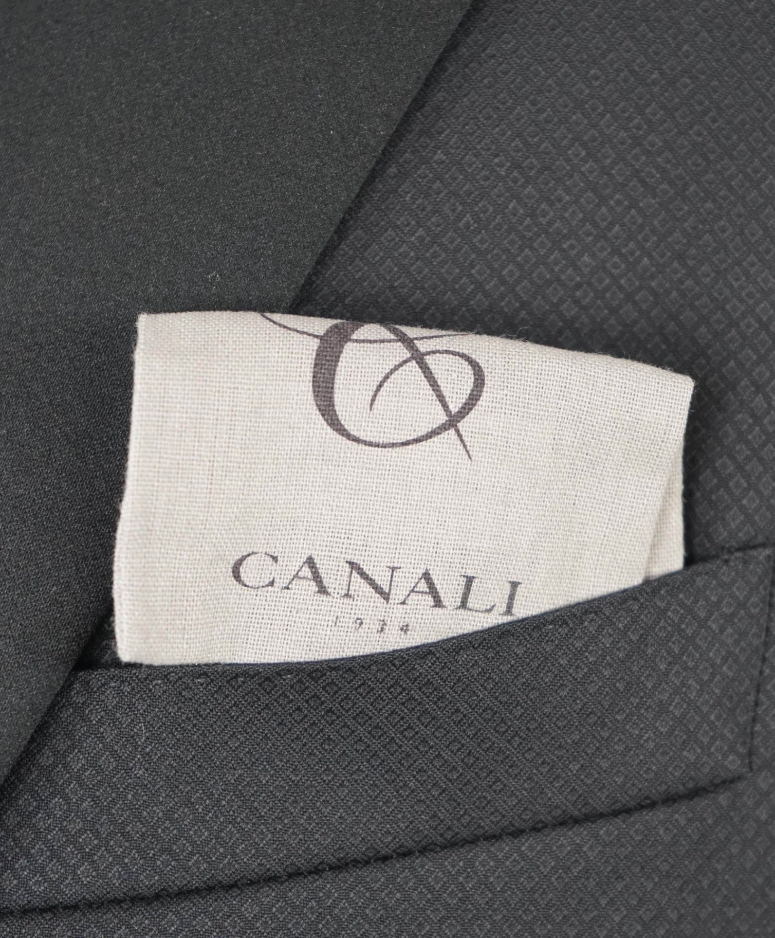$2,195 CANALI Micro Textured Black Wool Peak Lapel Tuxedo Suit 46R