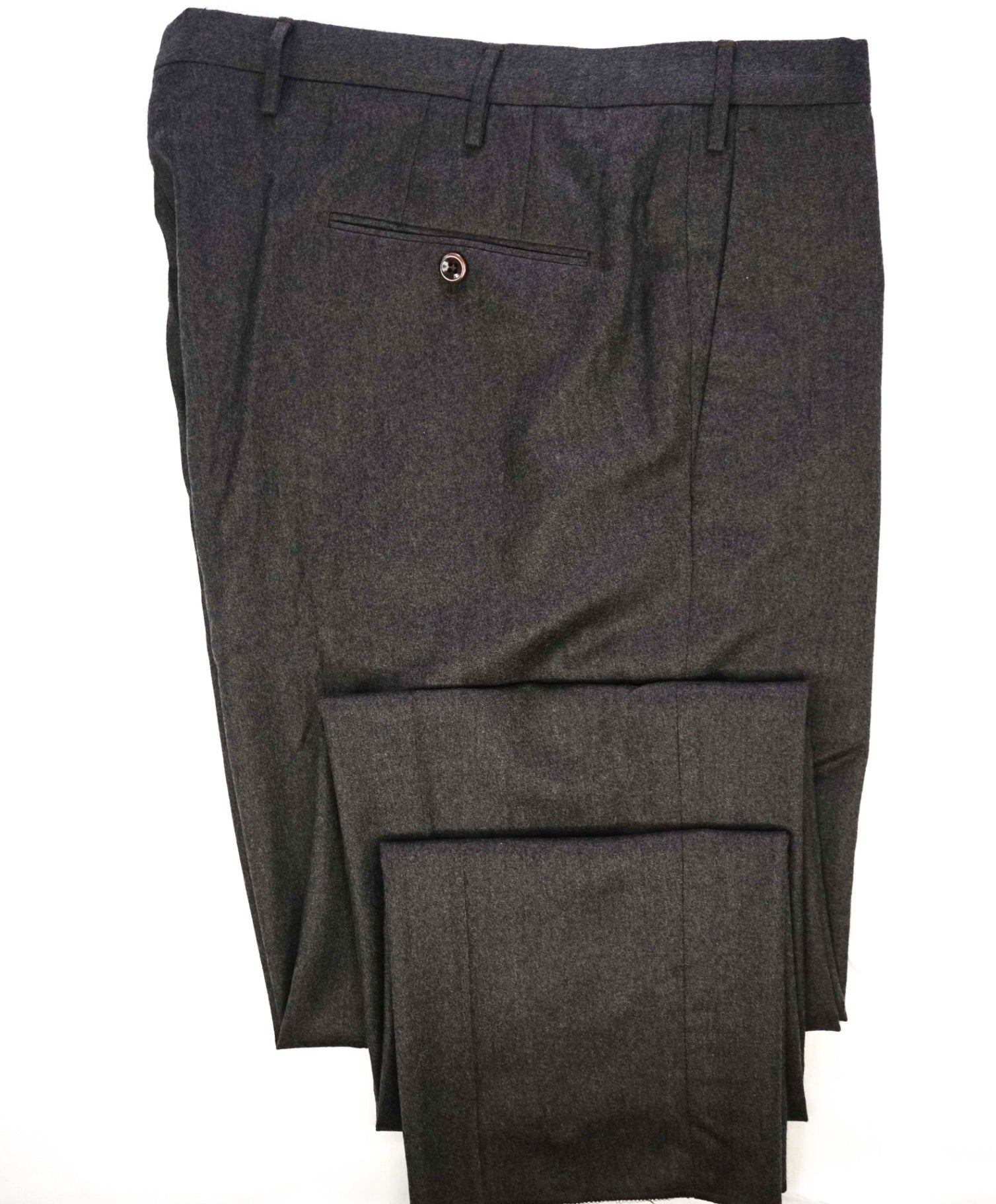 $450 INCOTEX Solid Grey Flannel Flat Front Dress Pants 38W