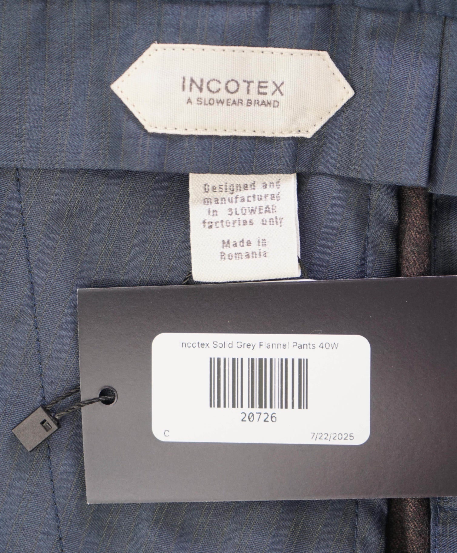 $450 INCOTEX Solid Grey Flannel Flat Front Dress Pants 38W