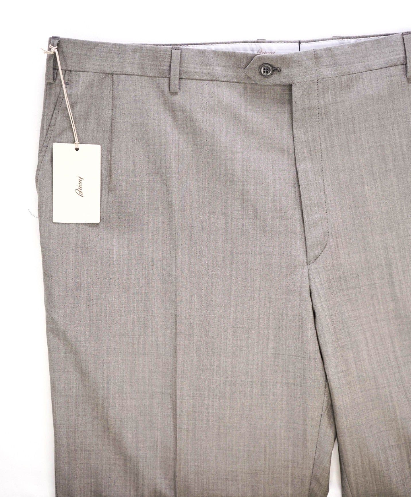 $1,050 Brioni Solid Gray/Brown Wool/Mohair Flat Front Dress Pants 44W