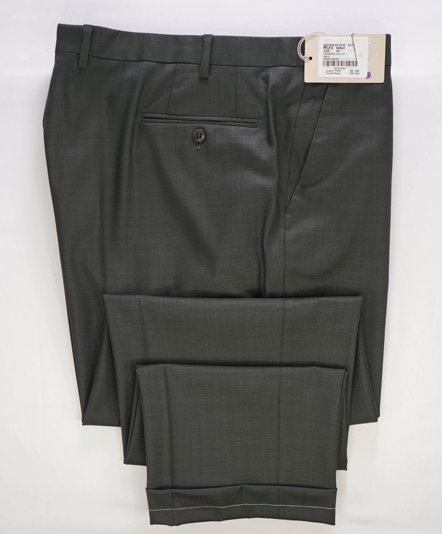 $1,050 Brioni Solid Green Flat Front Dress Wool Pants 44W