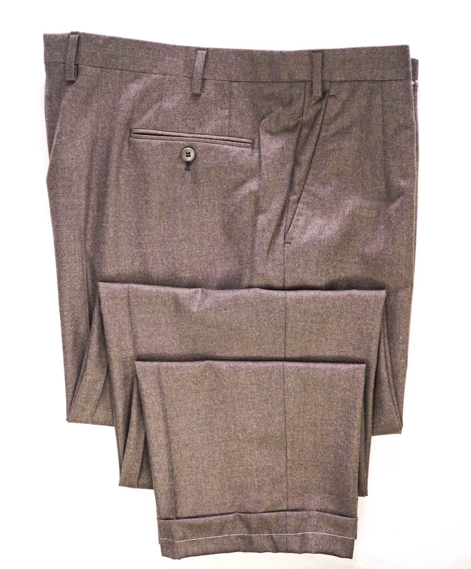$1,050 BRIONI Solid Grey Wool Flat Front Dress Pants 42W