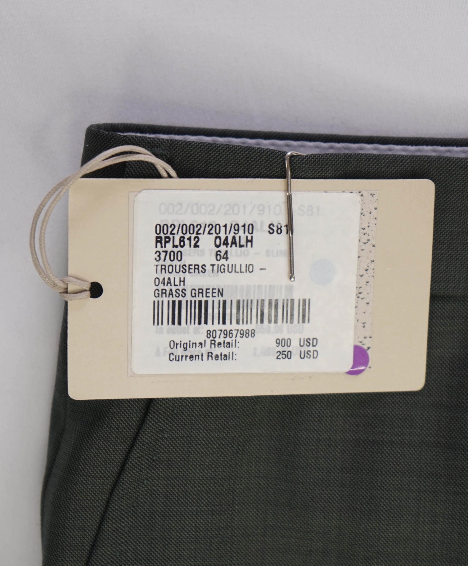 $1,050 Brioni Solid Green Flat Front Dress Wool Pants 44W