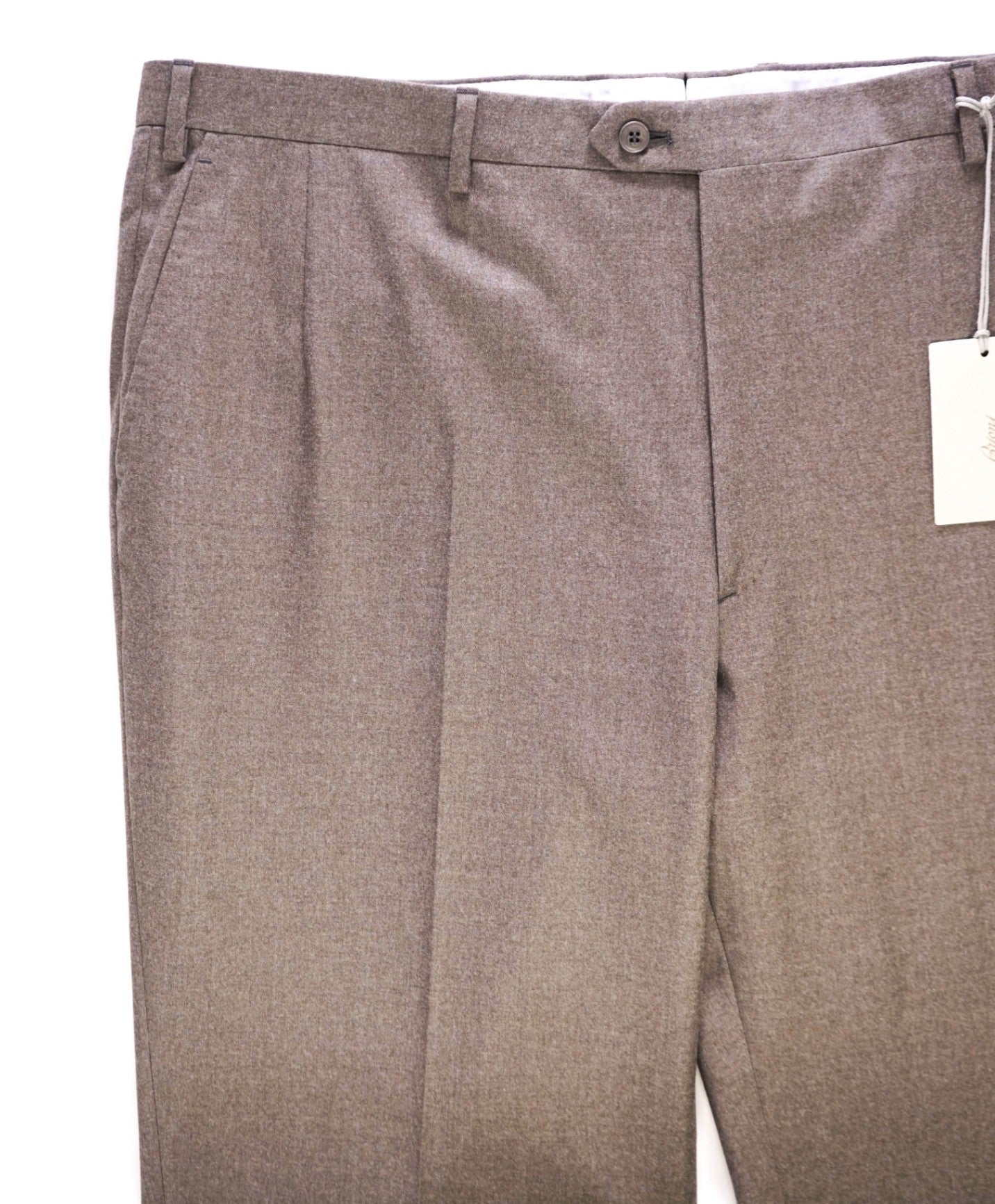 $1,050 BRIONI Solid Grey Wool Flat Front Dress Pants 42W