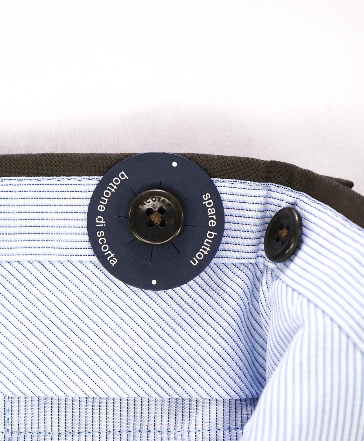 $450 INCOTEX Solid Olive Green Wool Flat Front Dress Pants 38W