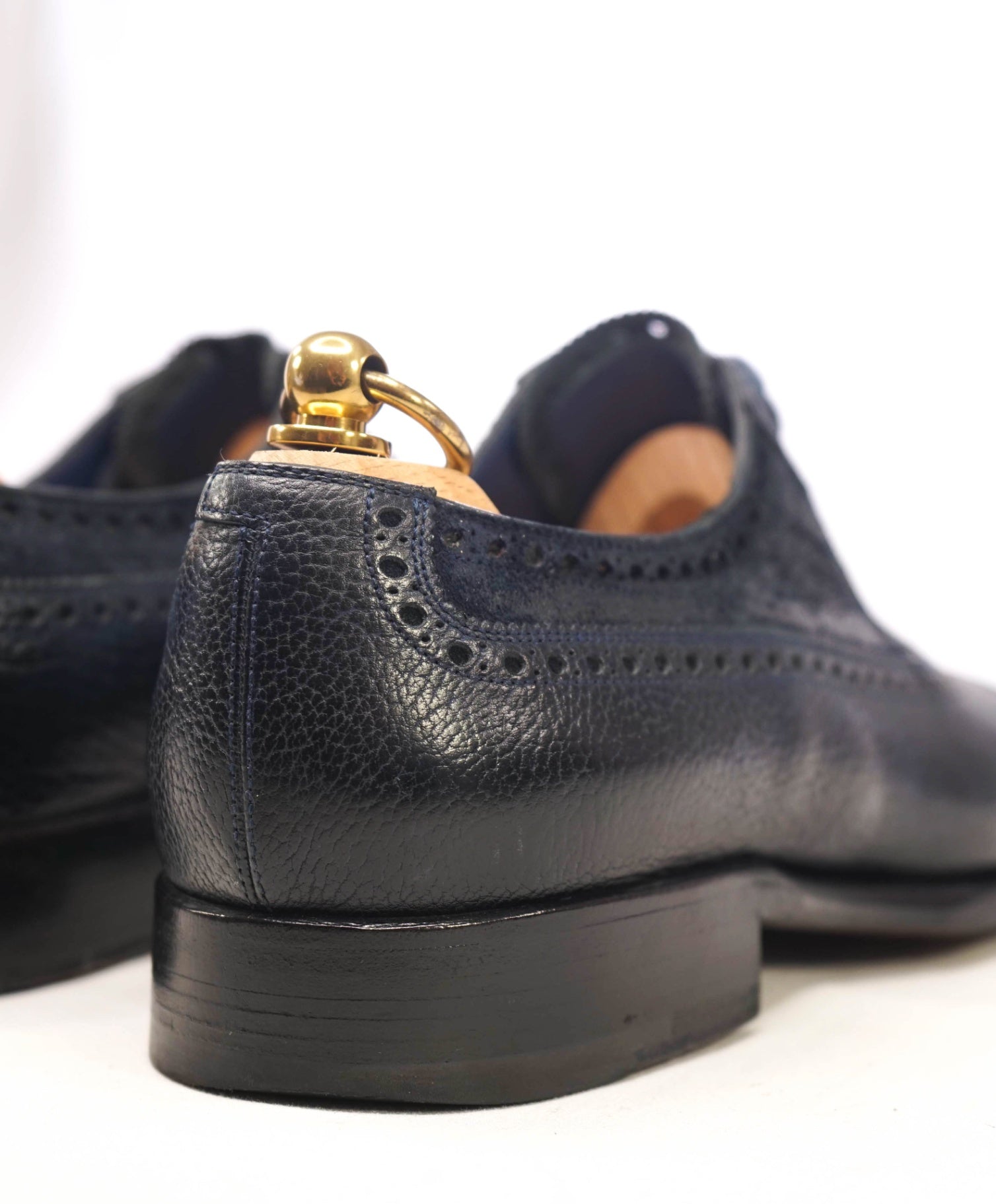 $2,195 Stefano Bemer Dark Navy Blue Leather Oxfords US 7.5 (40.5EU)