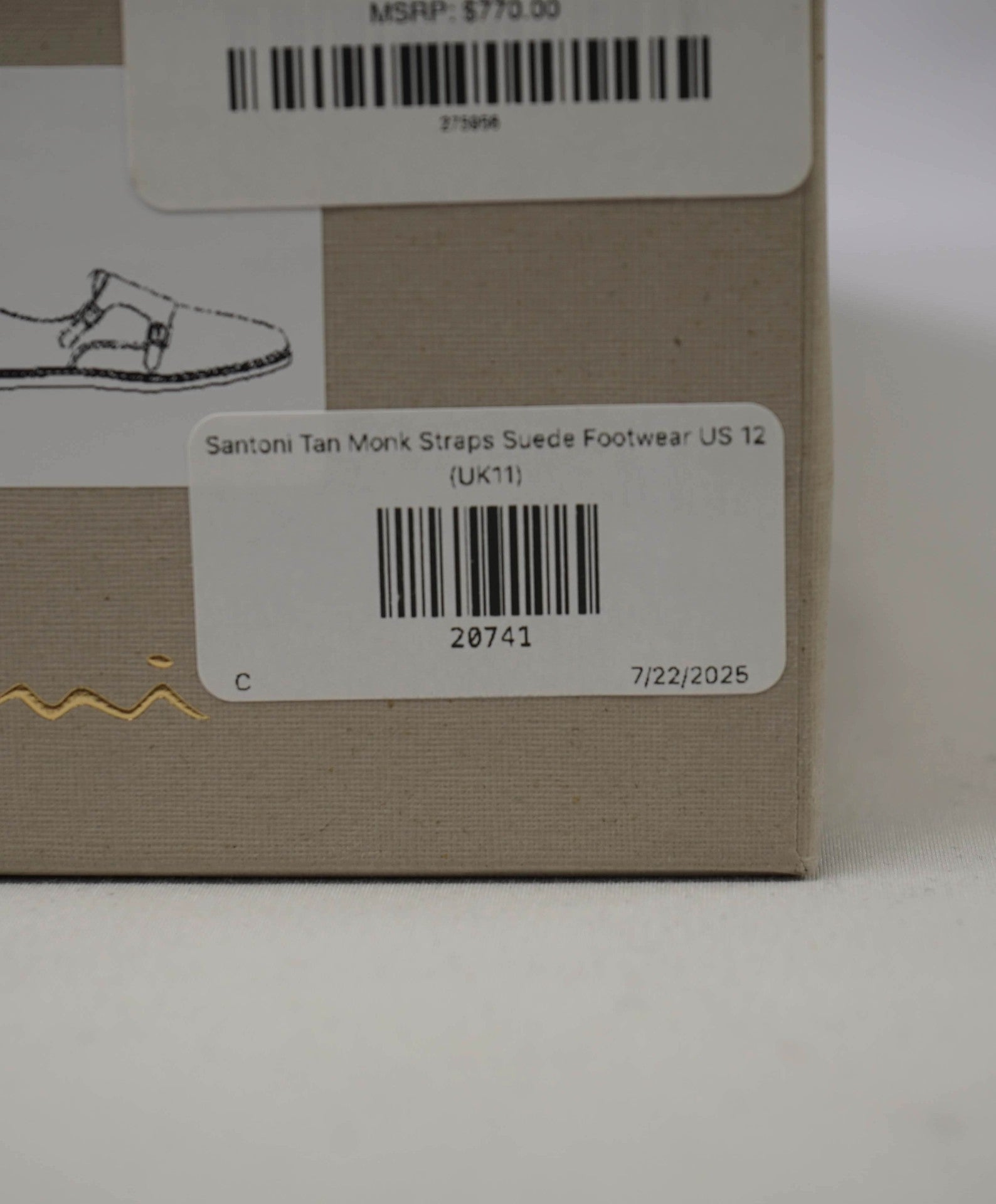 $850 Santoni Neutral Monk Strap Suede Loafer Sneakers US 12 (UK11)