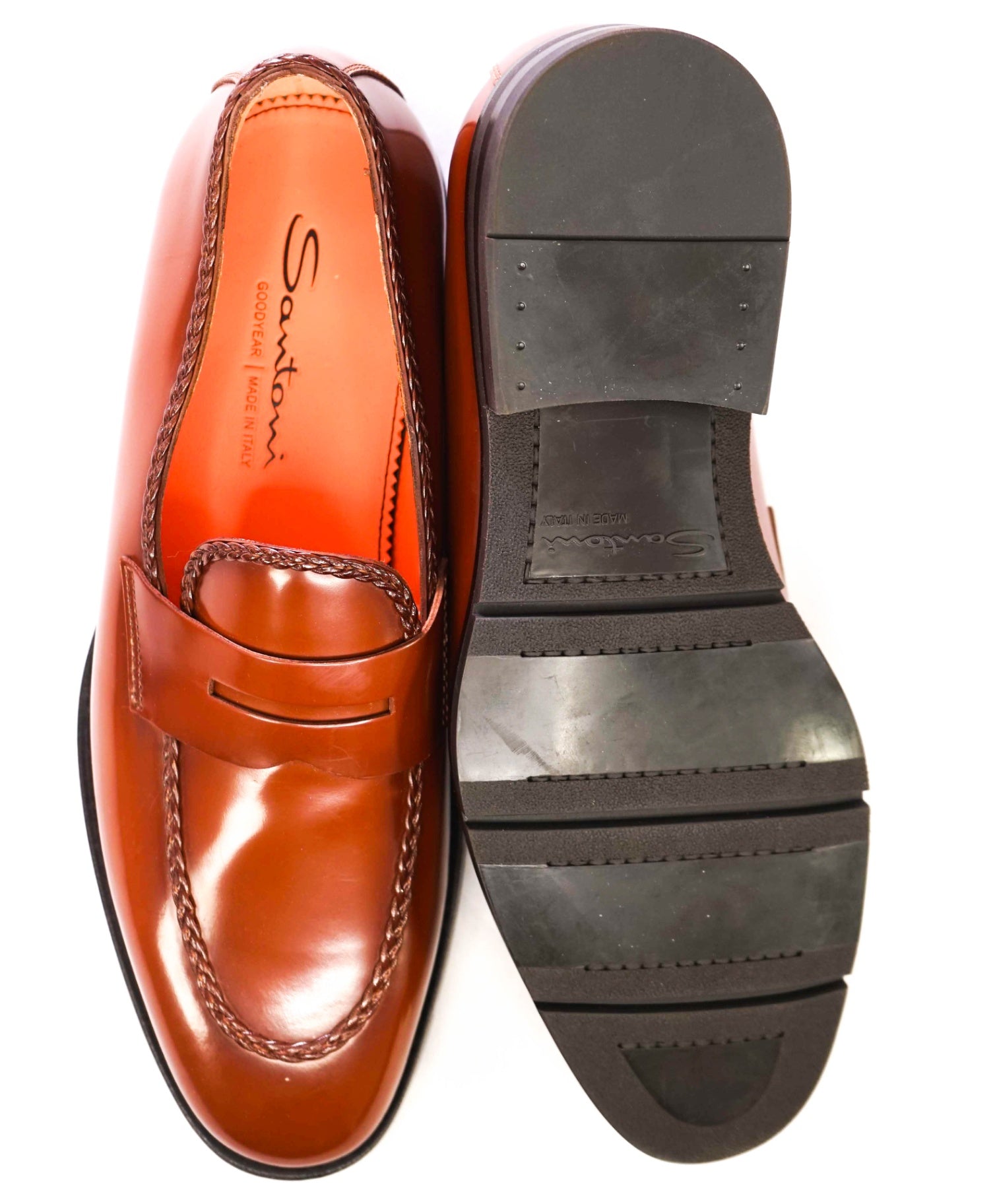 $1,295 Santoni "GOODYEAR" Brown Braided Lug Sole Loafer US 8.5 (UK7.5)