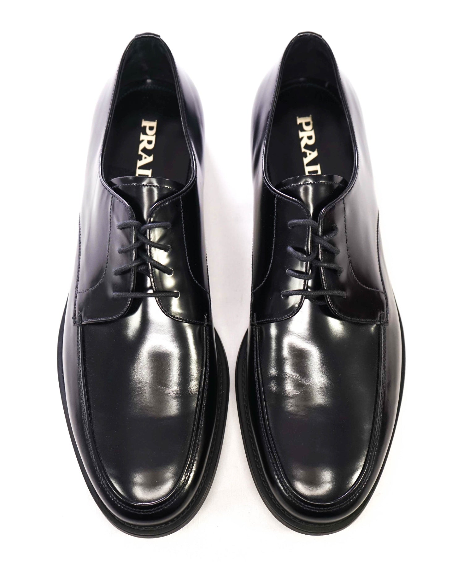 $950 Prada Black Leather Round Toe Derby Oxfords US 12 (11UK)