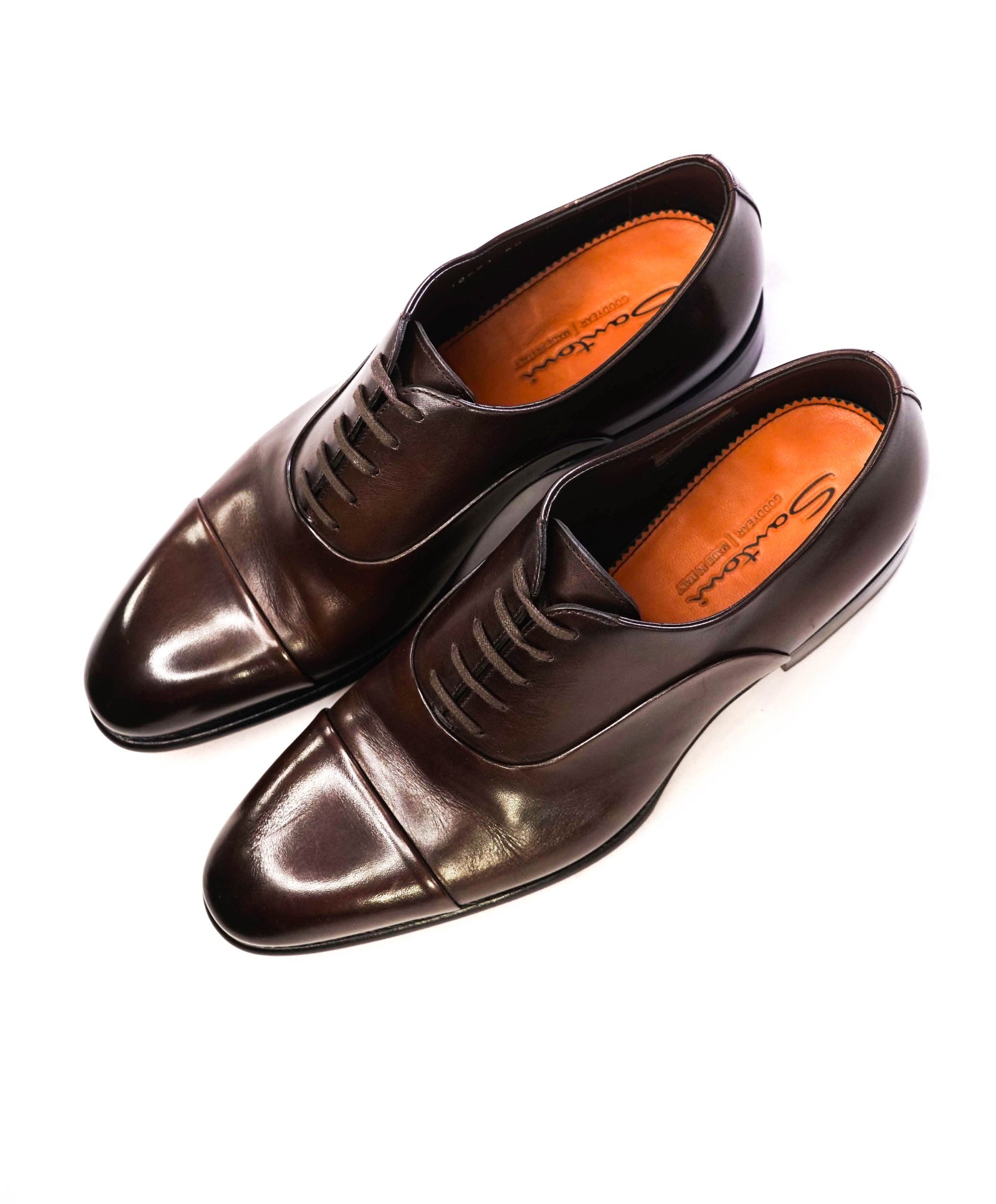 $1,295 Santoni Dark Brown "GOODYEAR" Leather Oxfords US 10 (9UK)
