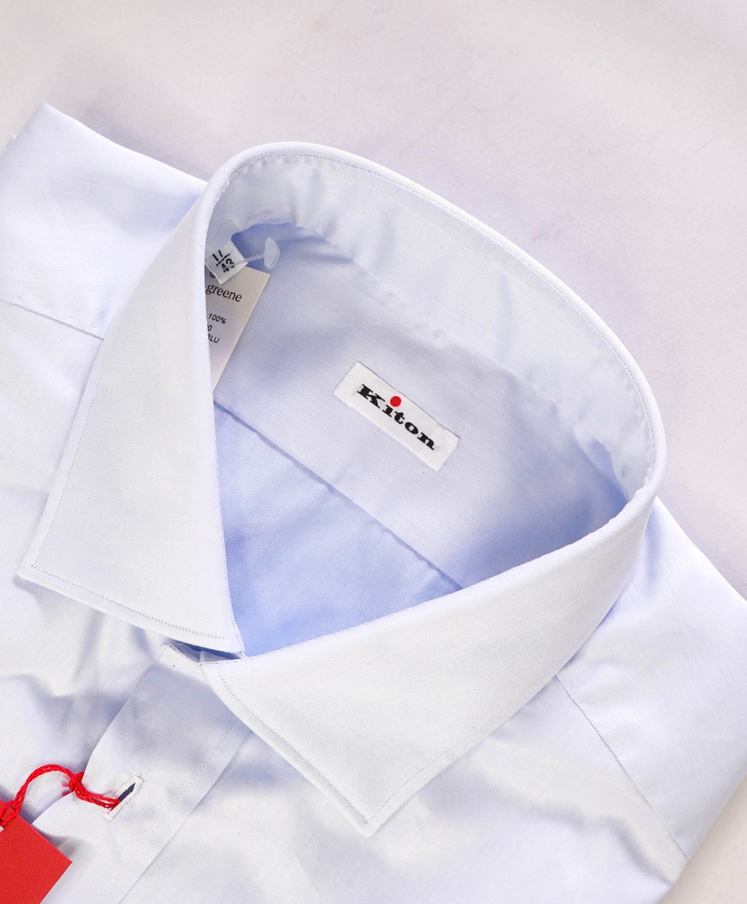 $775 KITON Light Blue MOP Button Cotton Dress Shirt 17 US (43 Kiton)