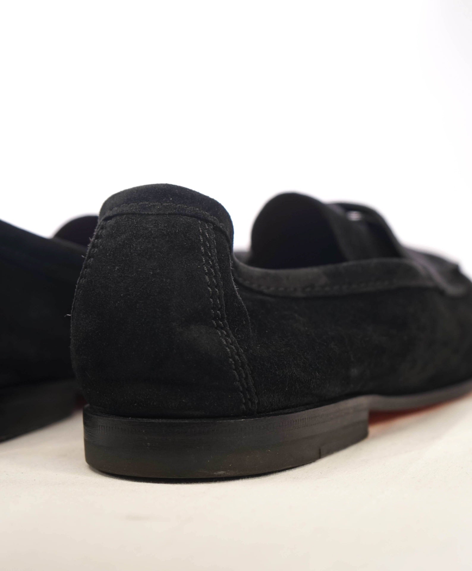 $1,050 Santoni Black Suede "GOODYEAR" Venetian Loafers US 7.5 (6.5UK)
