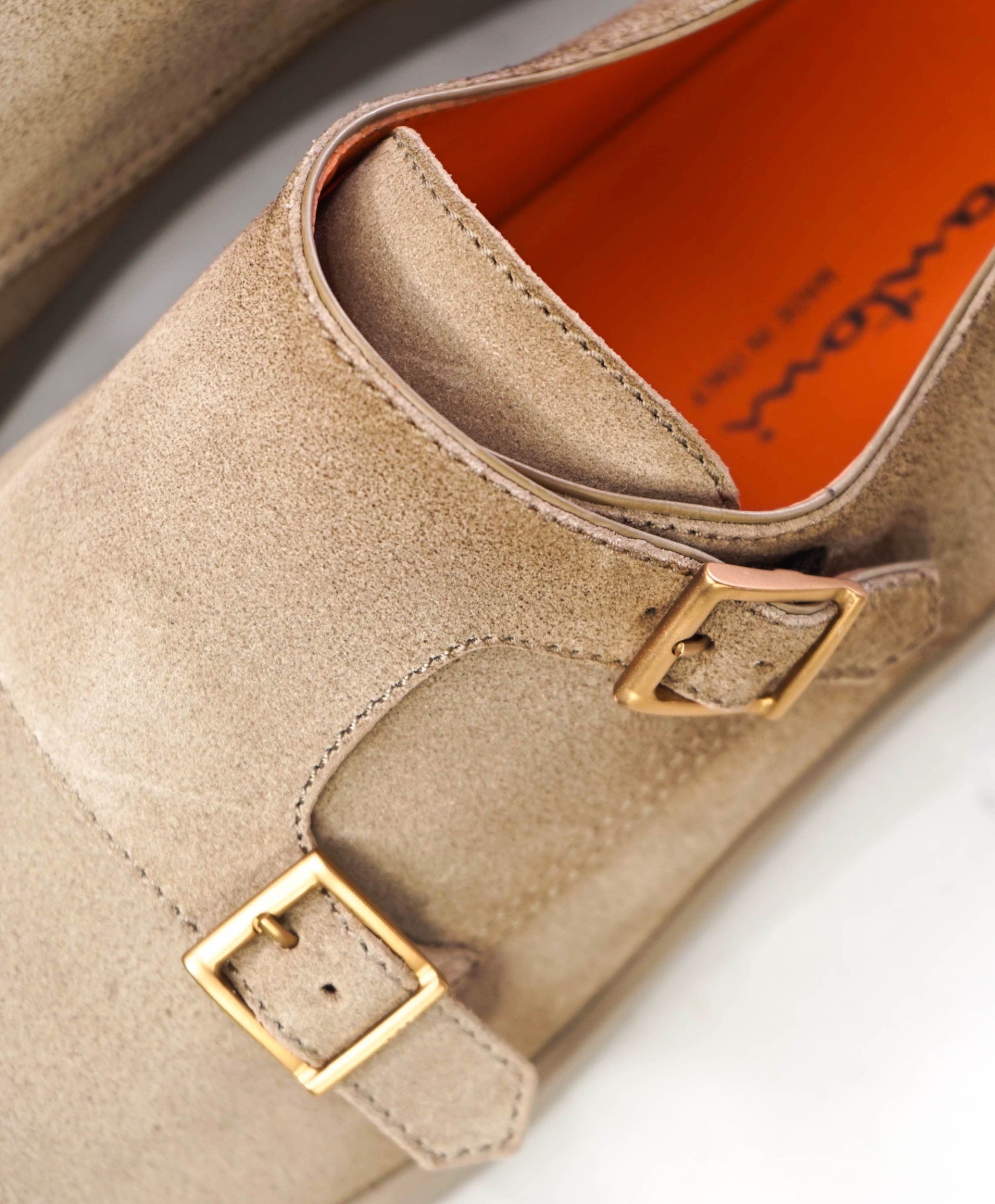 $850 Santoni Neutral Monk Strap Suede Loafer Sneakers US 12 (UK11)