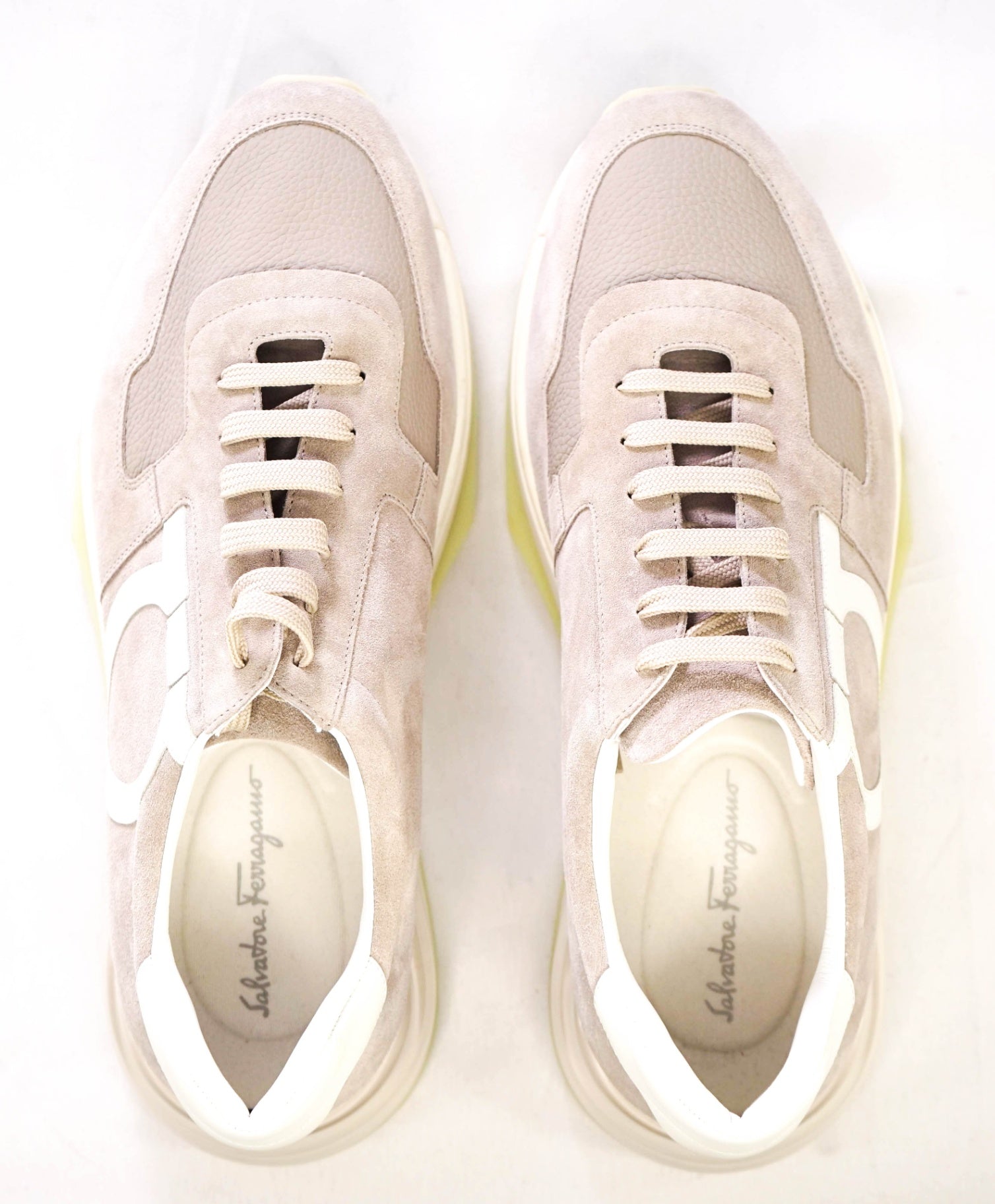 $850 Salvatore Ferragamo Grey Sneakers Suede Footwear 11 M