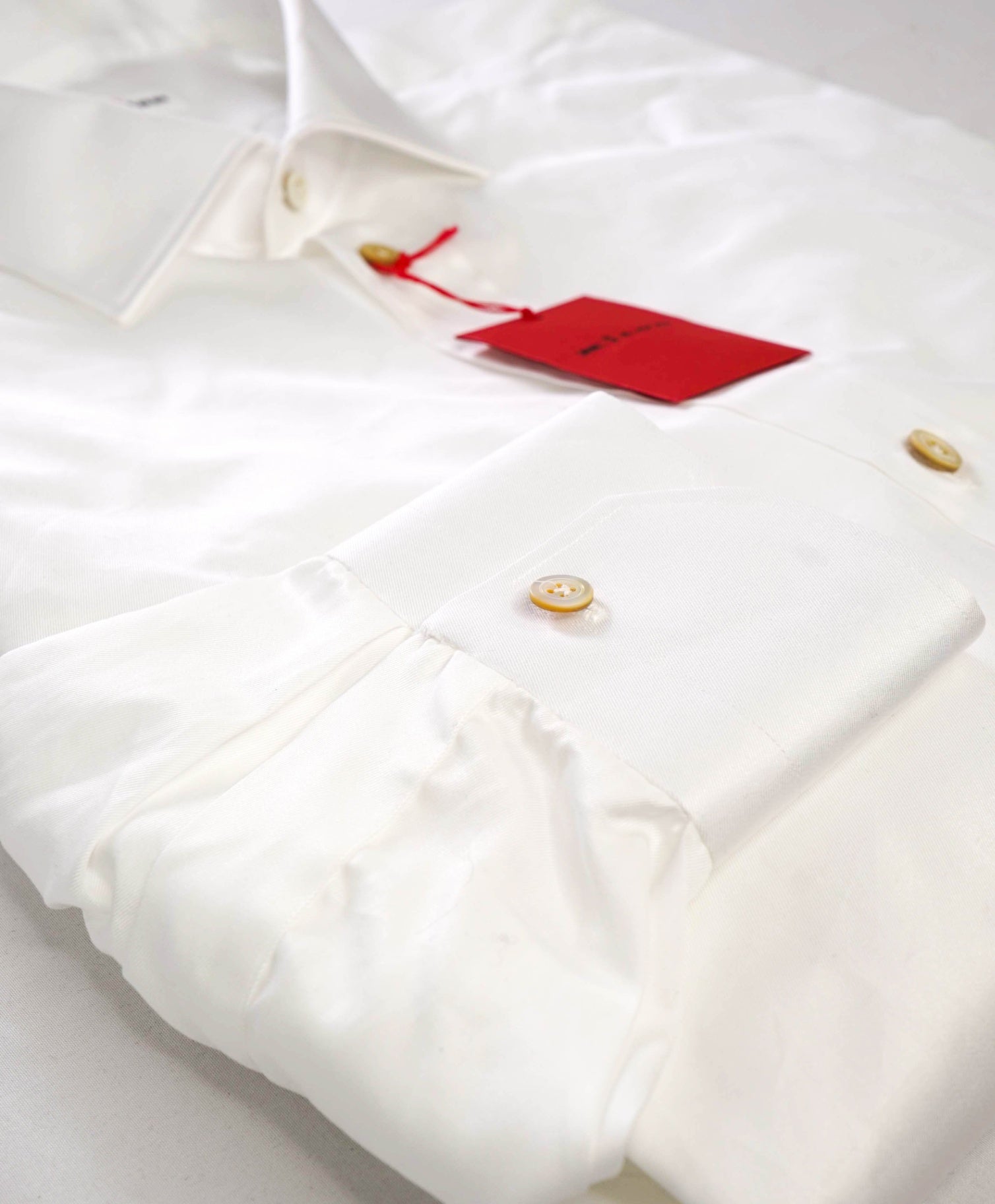 $775 KITON Solid White Cotton MOP Button Shirt 17 US (43 Kiton)