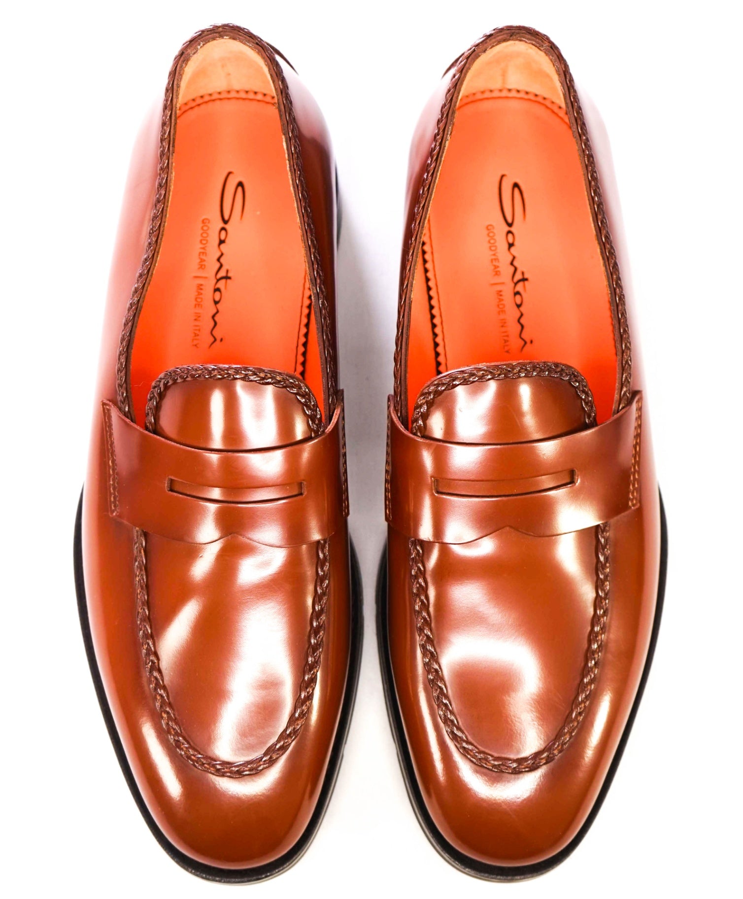 $1,295 Santoni "GOODYEAR" Brown Braided Lug Sole Loafer US 10 (UK9)