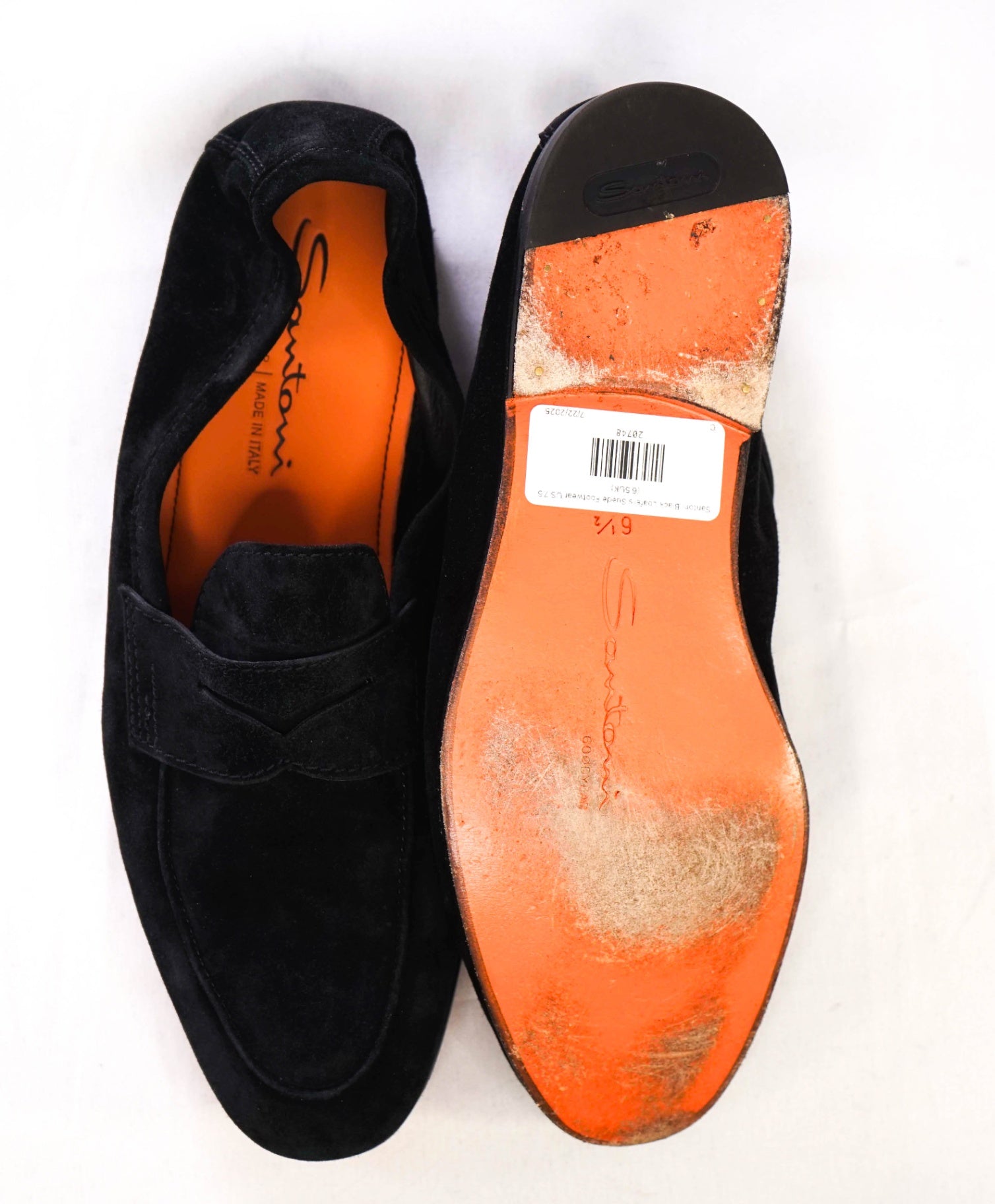 $1,050 Santoni Black Suede "GOODYEAR" Venetian Loafers US 7.5 (6.5UK)