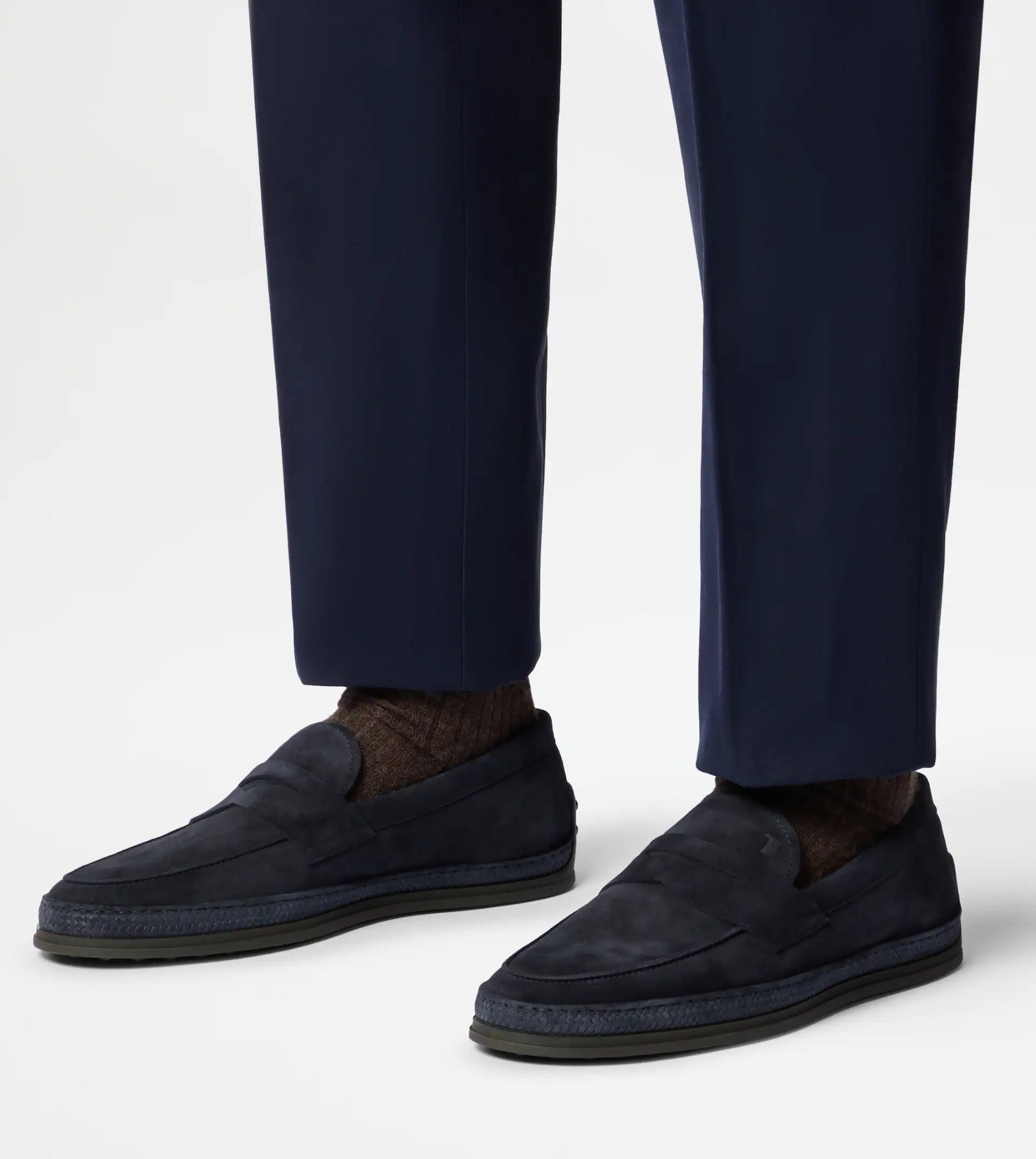$1,045 Tod's Navy Espadrille Suede Driving Loafers US 11 (UK10)