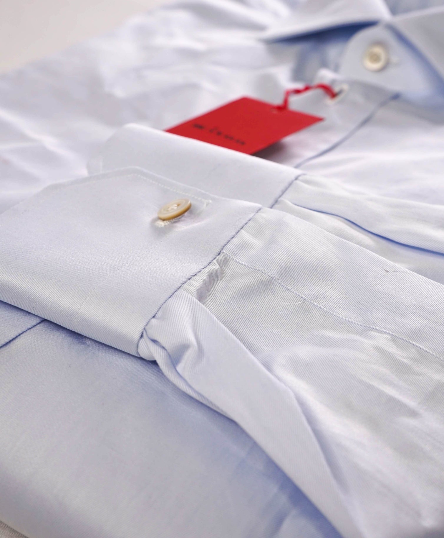 $775 KITON Light Blue MOP Button Cotton Dress Shirt 17 US (43 Kiton)