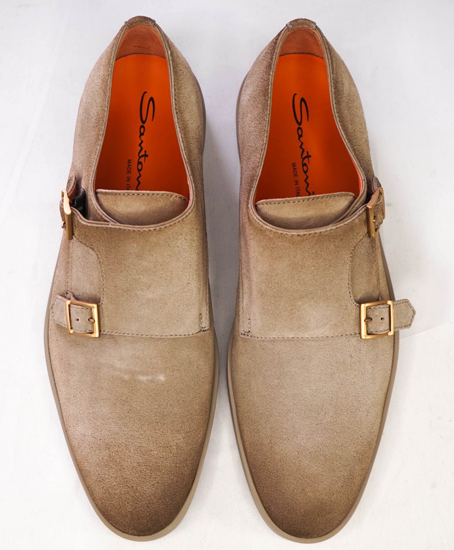 $850 Santoni Neutral Monk Strap Suede Loafer Sneakers US 12 (UK11)