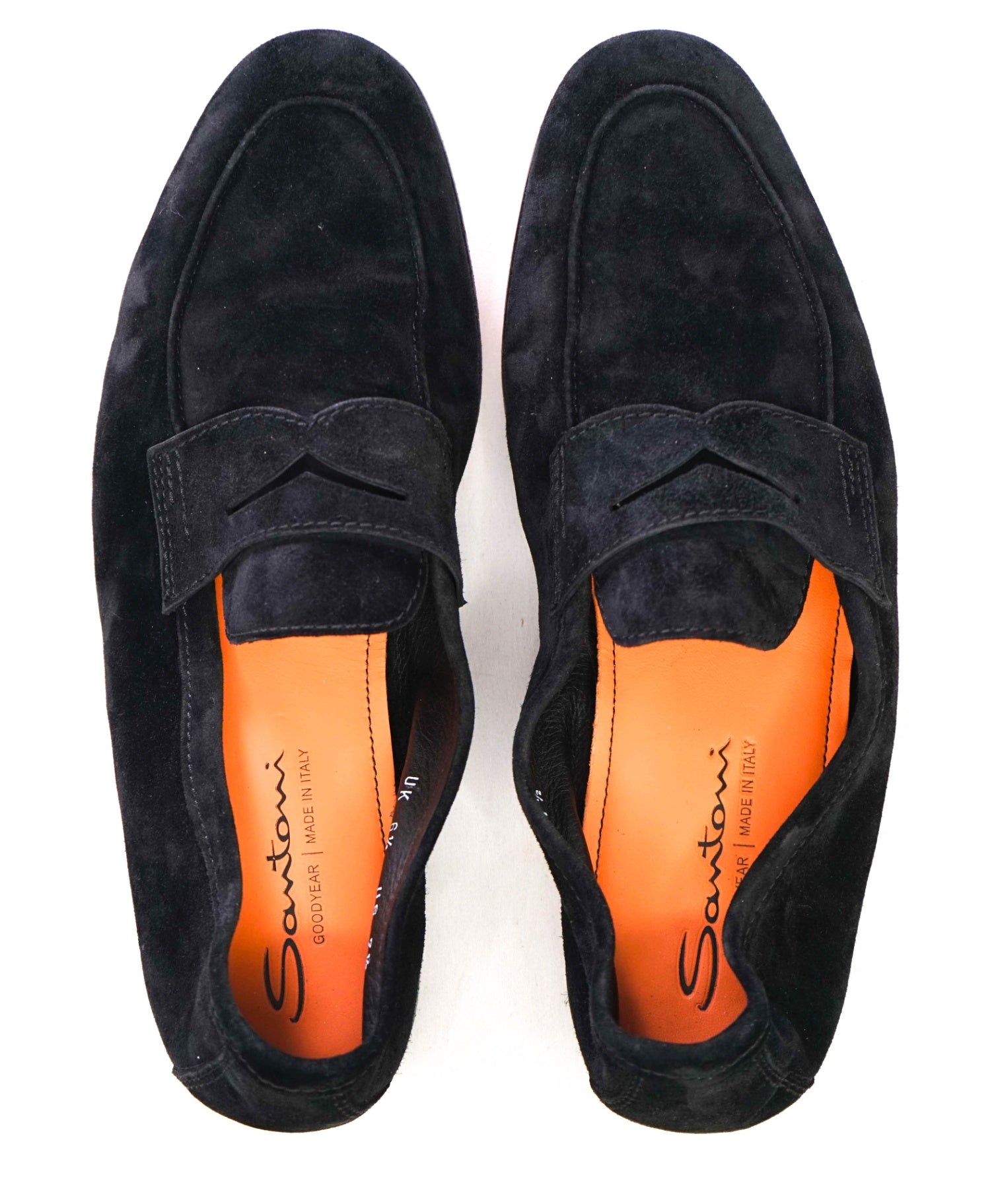 $1,050 Santoni Black Suede "GOODYEAR" Venetian Loafers US 7.5 (6.5UK)
