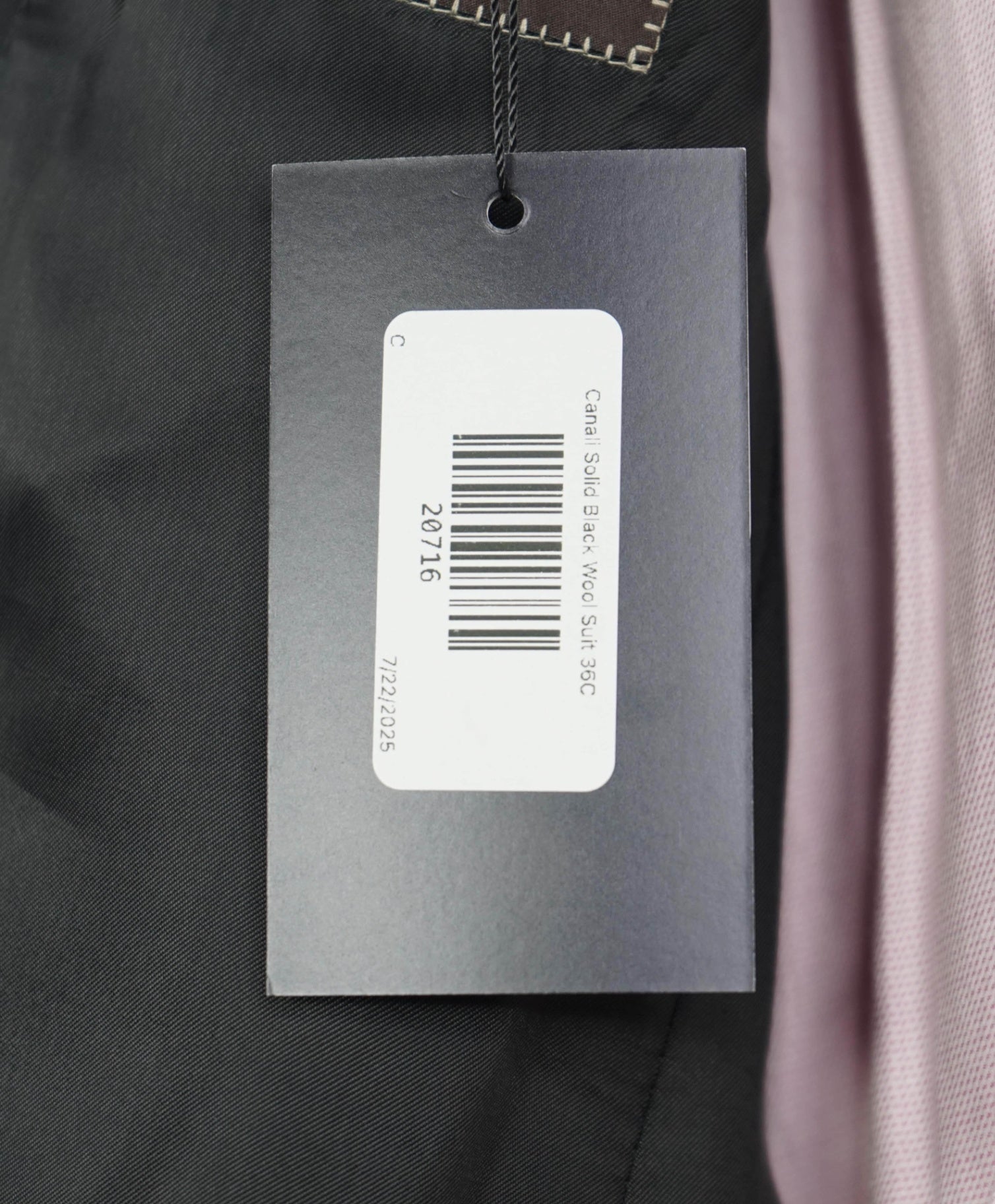 $1,895 CANALI Solid Black 2-Btn Notch Lapel Wool Suit 36S