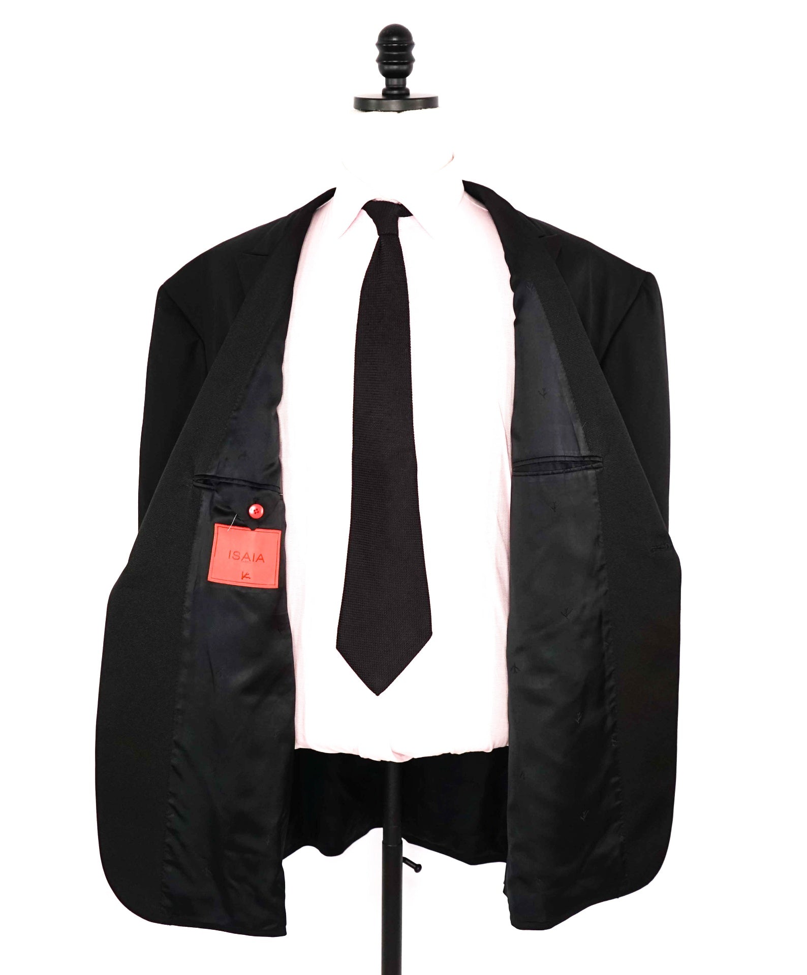 $4,595 ISAIA -"AQUASPIDER" PEAK LAPEL Black Tuxedo- 56R (66EU)
