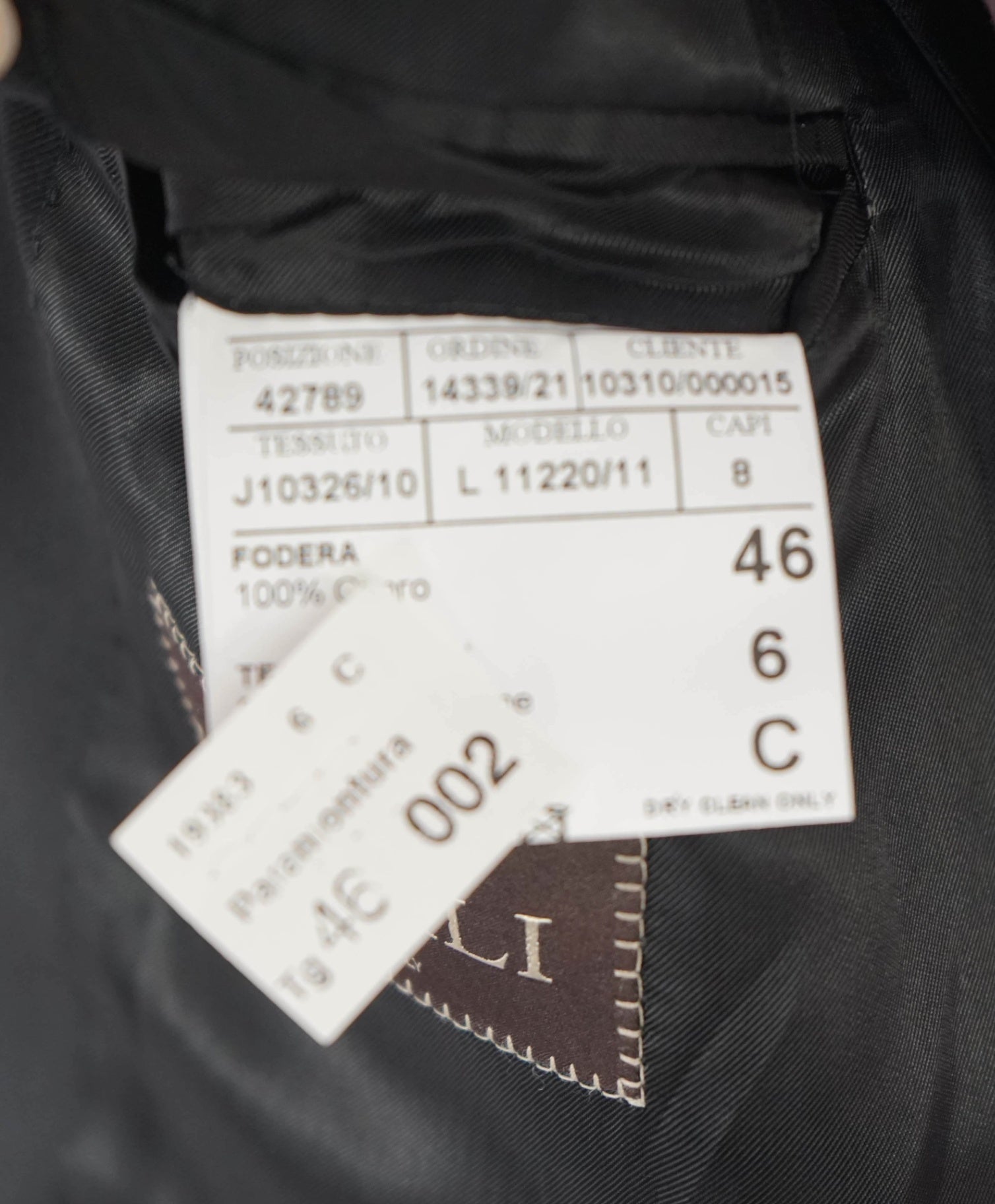 $1,895 CANALI Solid Black 2-Btn Notch Lapel Wool Suit 36S