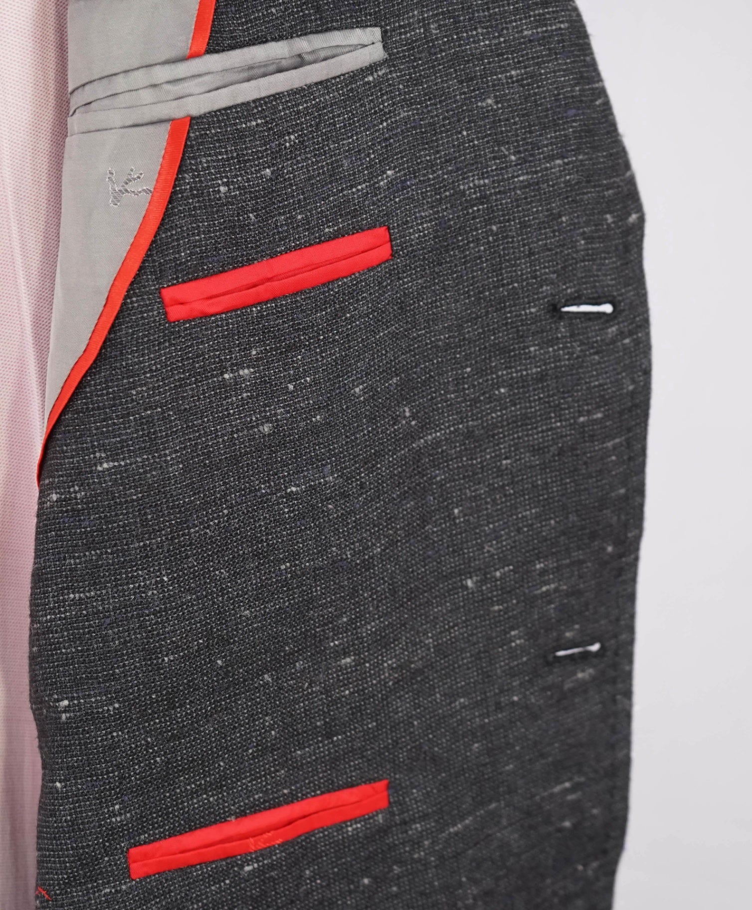$4,500 ISAIA "Base Capri" Dark Grey Silk/Linen/Wool Blazer 42R