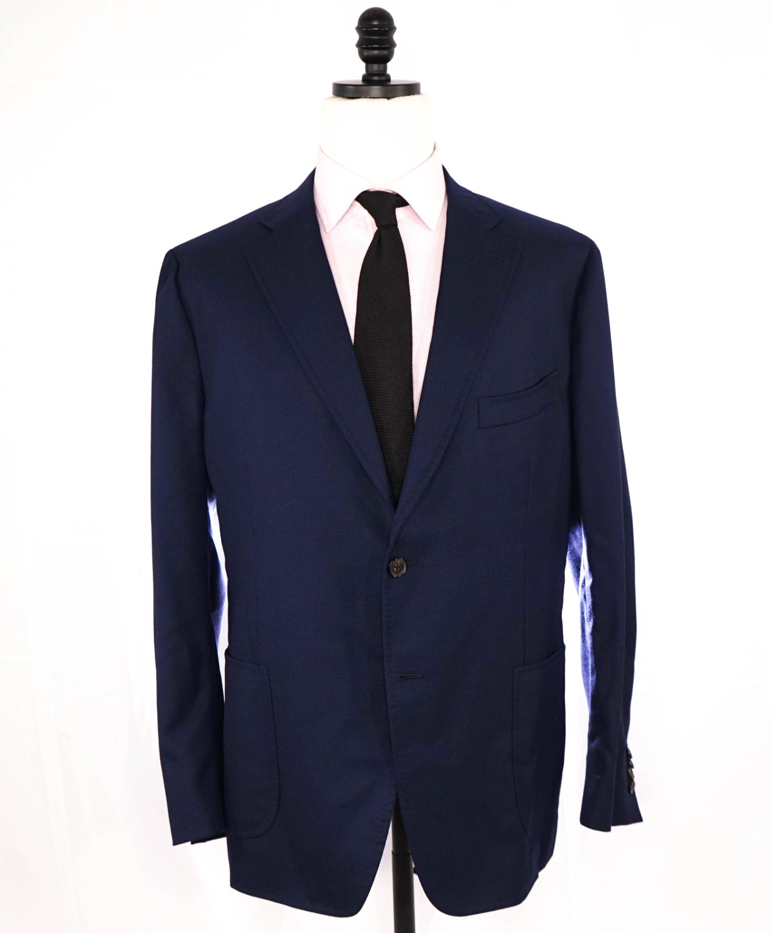 $3,295 ISAIA - Cortina Navy Patch Pocket Wool Blazer - 50R