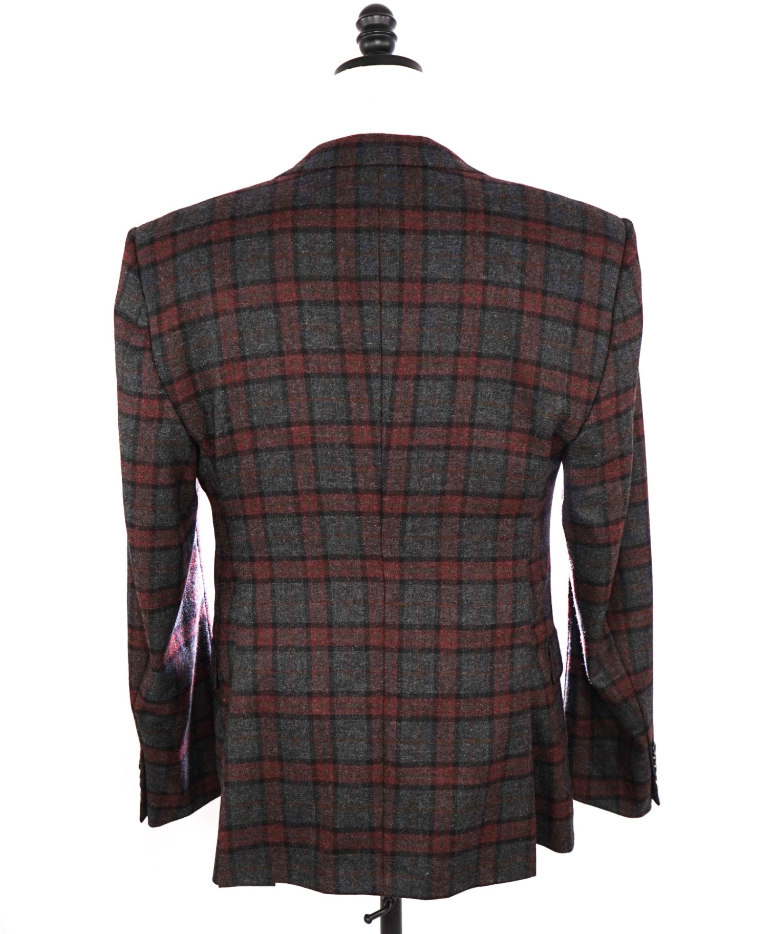 $4,000 Ermenegildo Zegna Red/Grey Plaid PURE Cashmere Blazer 44R