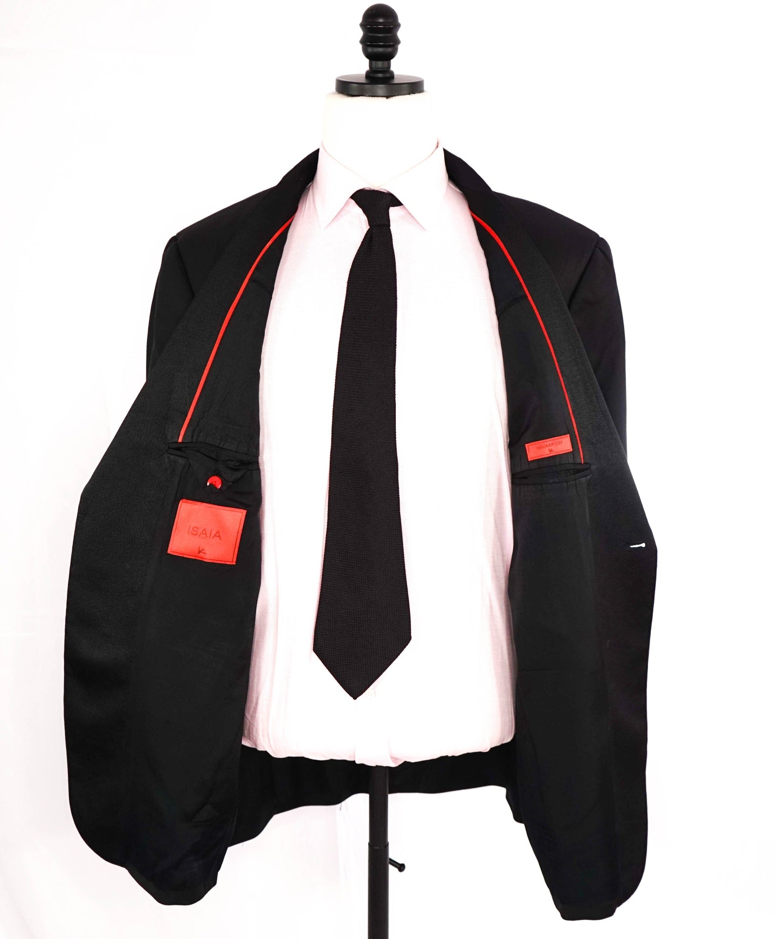 $3,000 ISAIA Solid Black Peak Lapel Tuxedo Dinner Jacket Blazer 48R