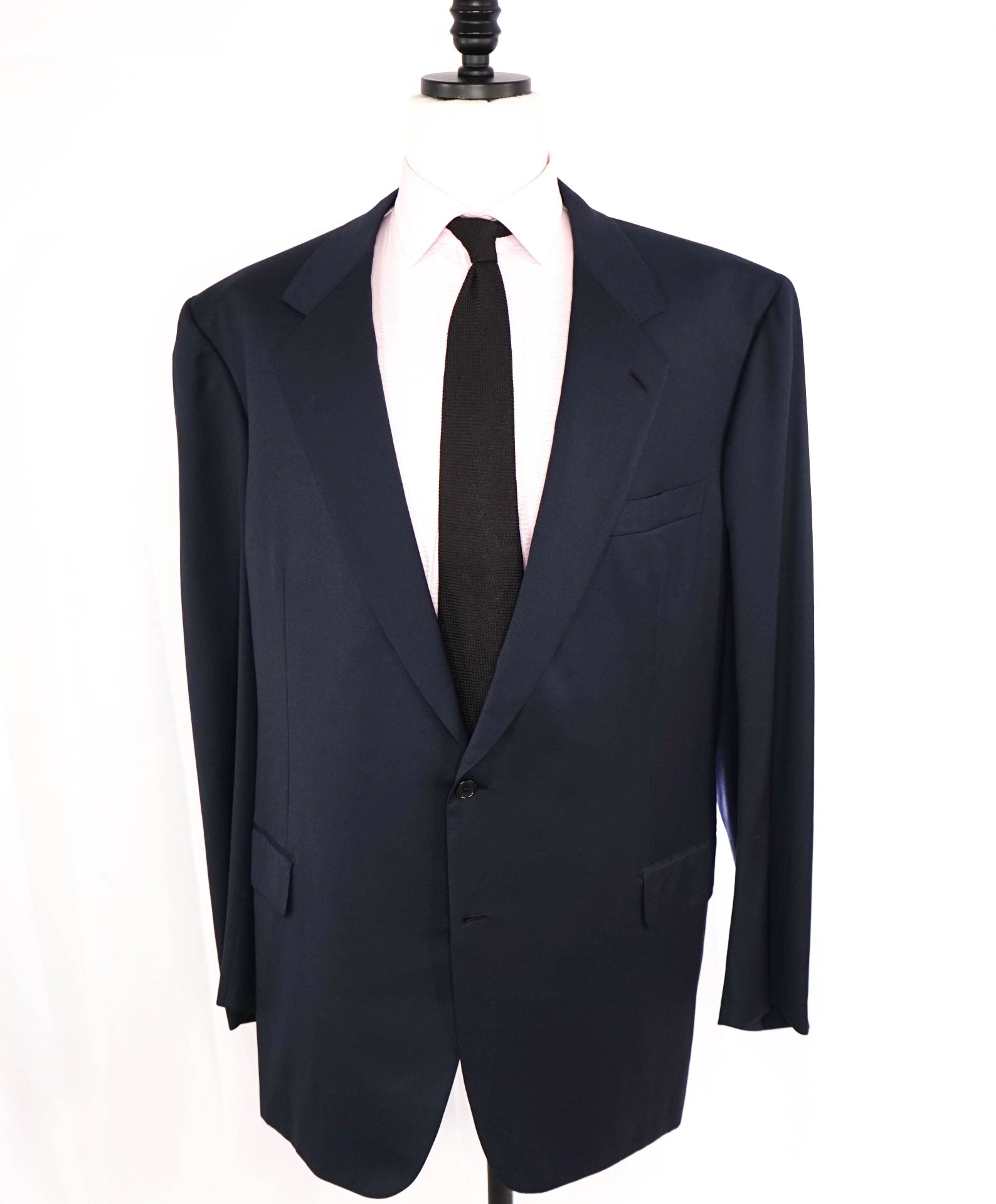 $4,800 BRIONI Solid Navy Blue Wool Blazer 54L