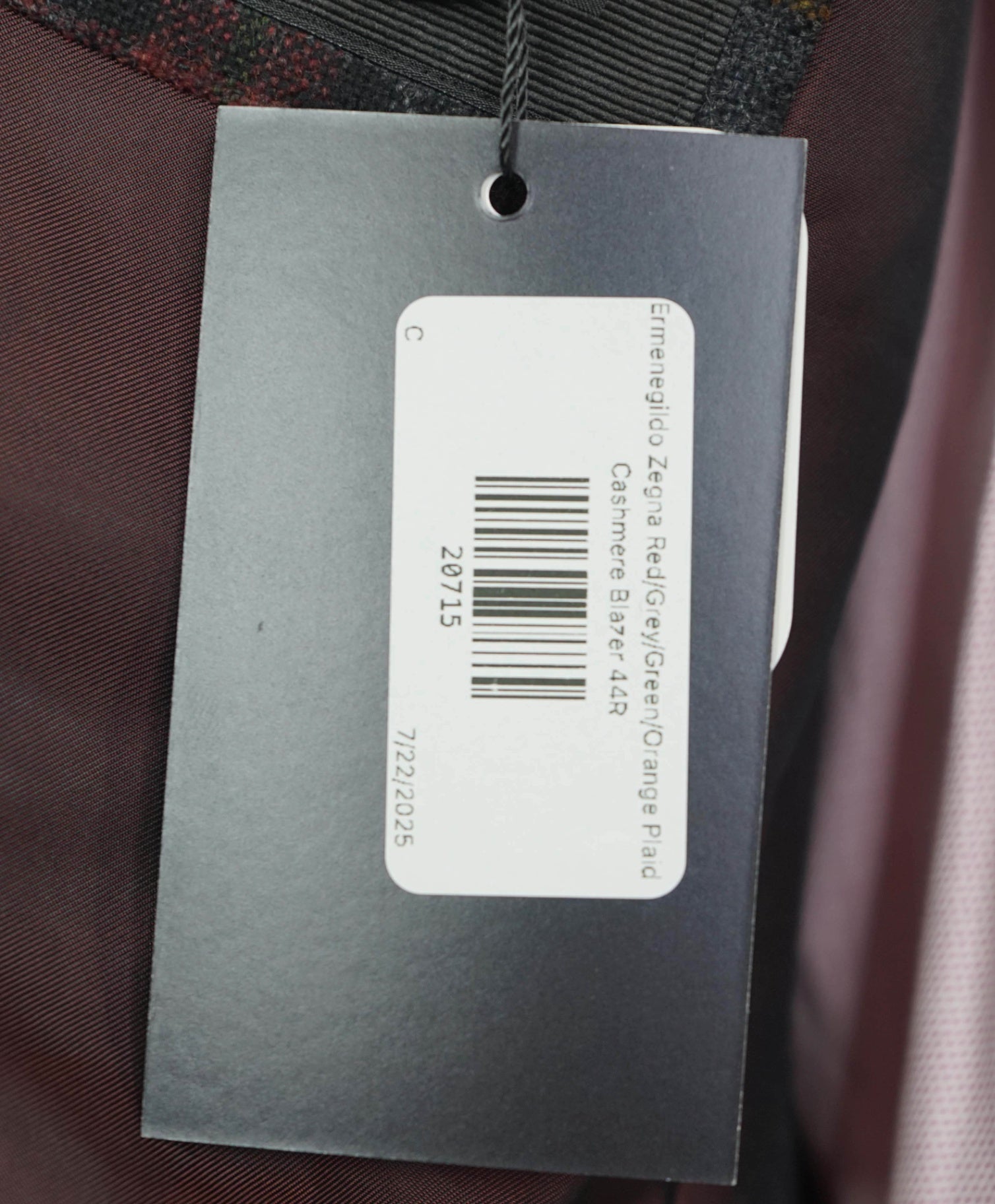 $4,000 Ermenegildo Zegna Red/Grey Plaid PURE Cashmere Blazer 44R