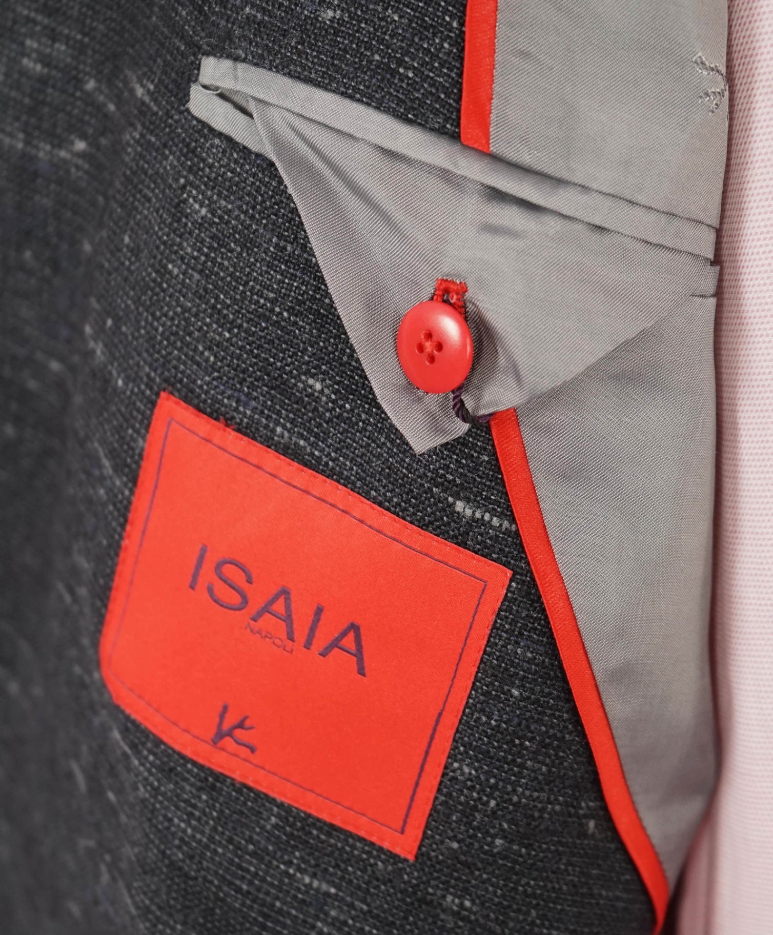 $4,500 ISAIA "Base Capri" Dark Grey Silk/Linen/Wool Blazer 42R