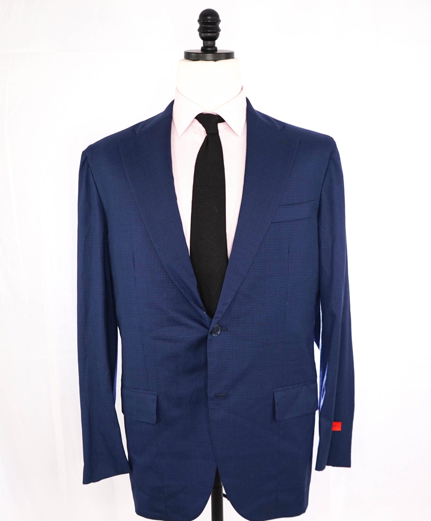 $3,995 ISAIA Navy Blue Check "Comfort Project" Wool/Silk Blazer 44R