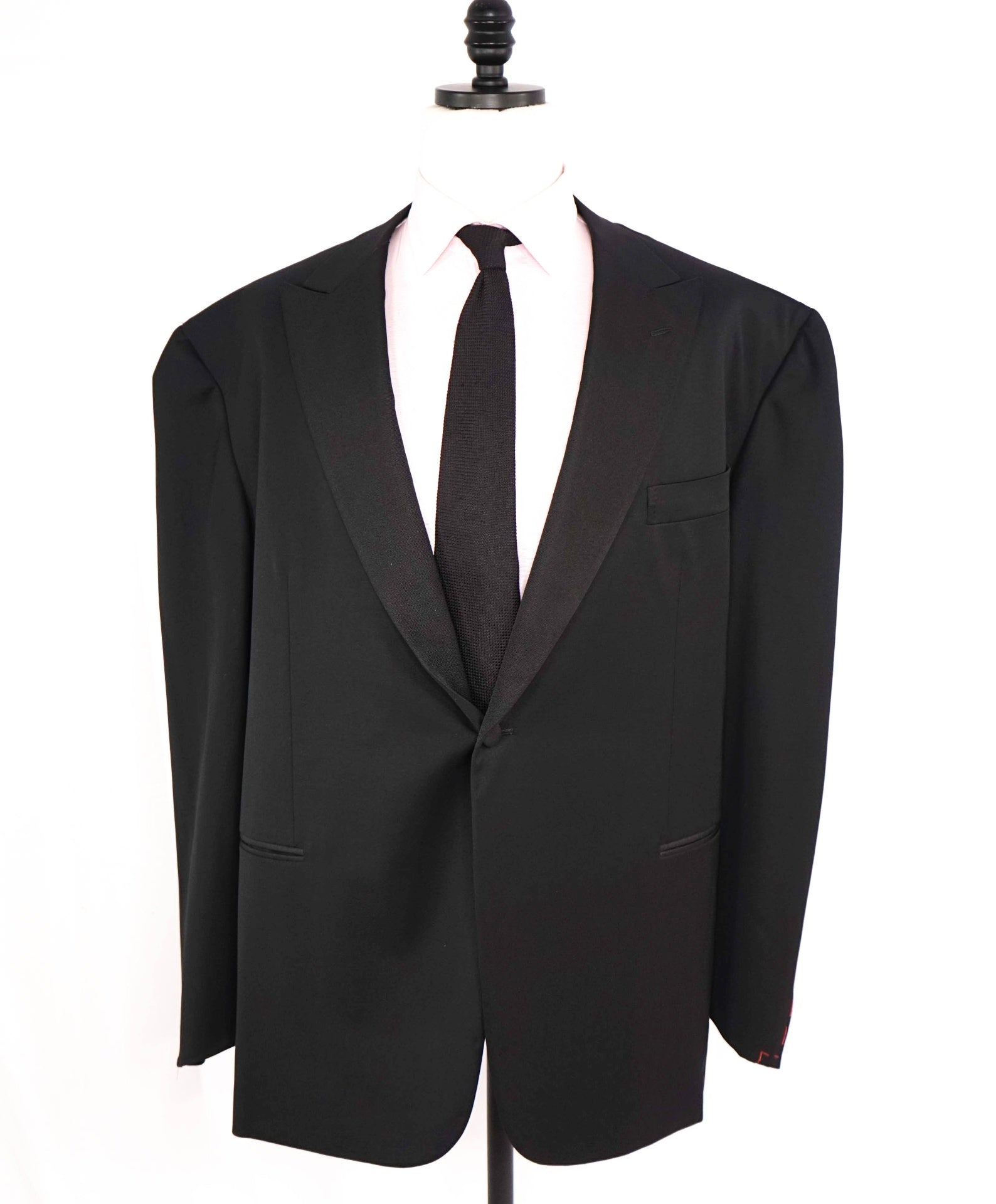$4,595 ISAIA -"AQUASPIDER" PEAK LAPEL Black Tuxedo- 56R (66EU)