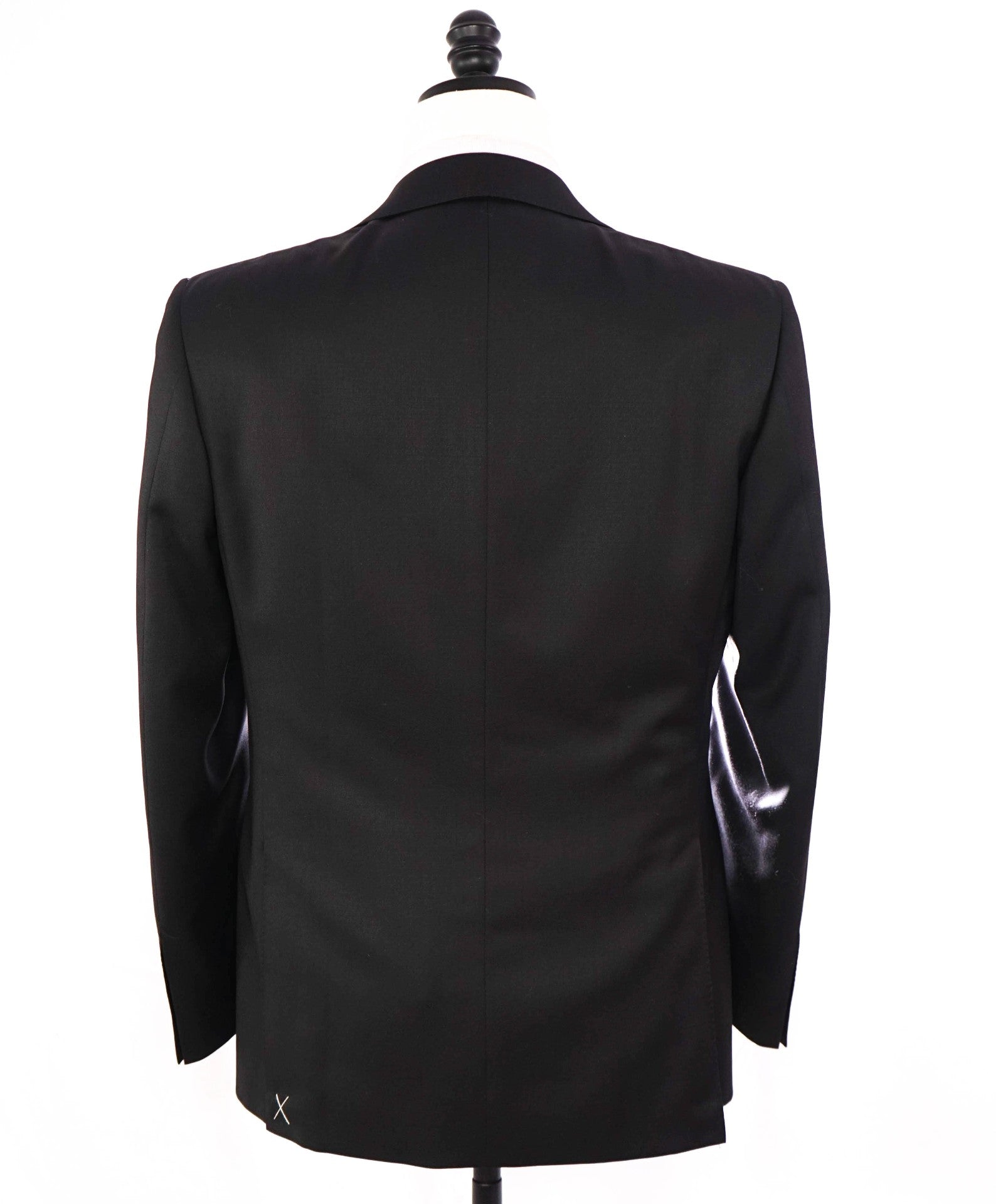 $1,895 CANALI Solid Black 2-Btn Notch Lapel Wool Suit 36S