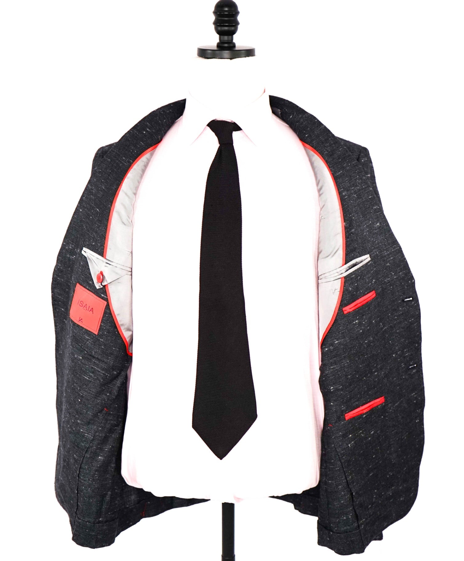 $4,500 ISAIA "Base Capri" Dark Grey Silk/Linen/Wool Blazer 42R