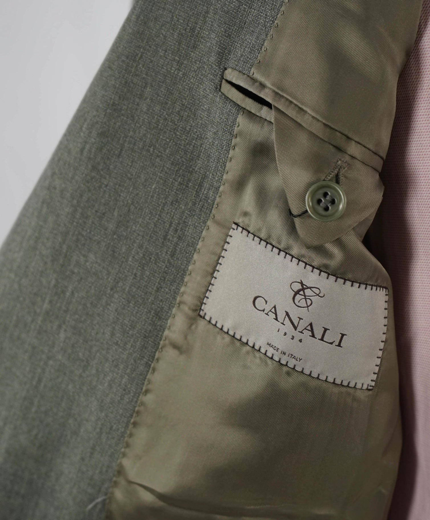 $1,495 CANALI Sage Green Wool 2-Btn Blazer 40R