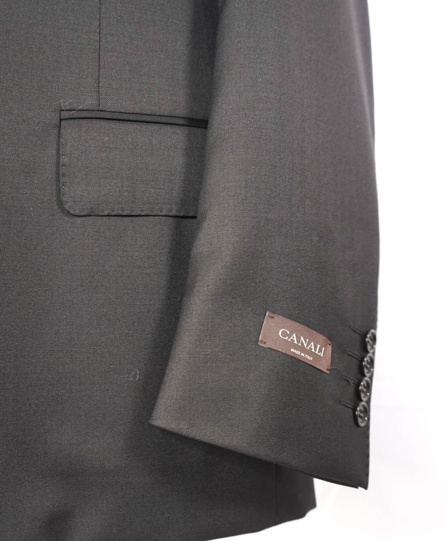 $1,895 CANALI Solid Black 2-Btn Notch Lapel Wool Suit 36S