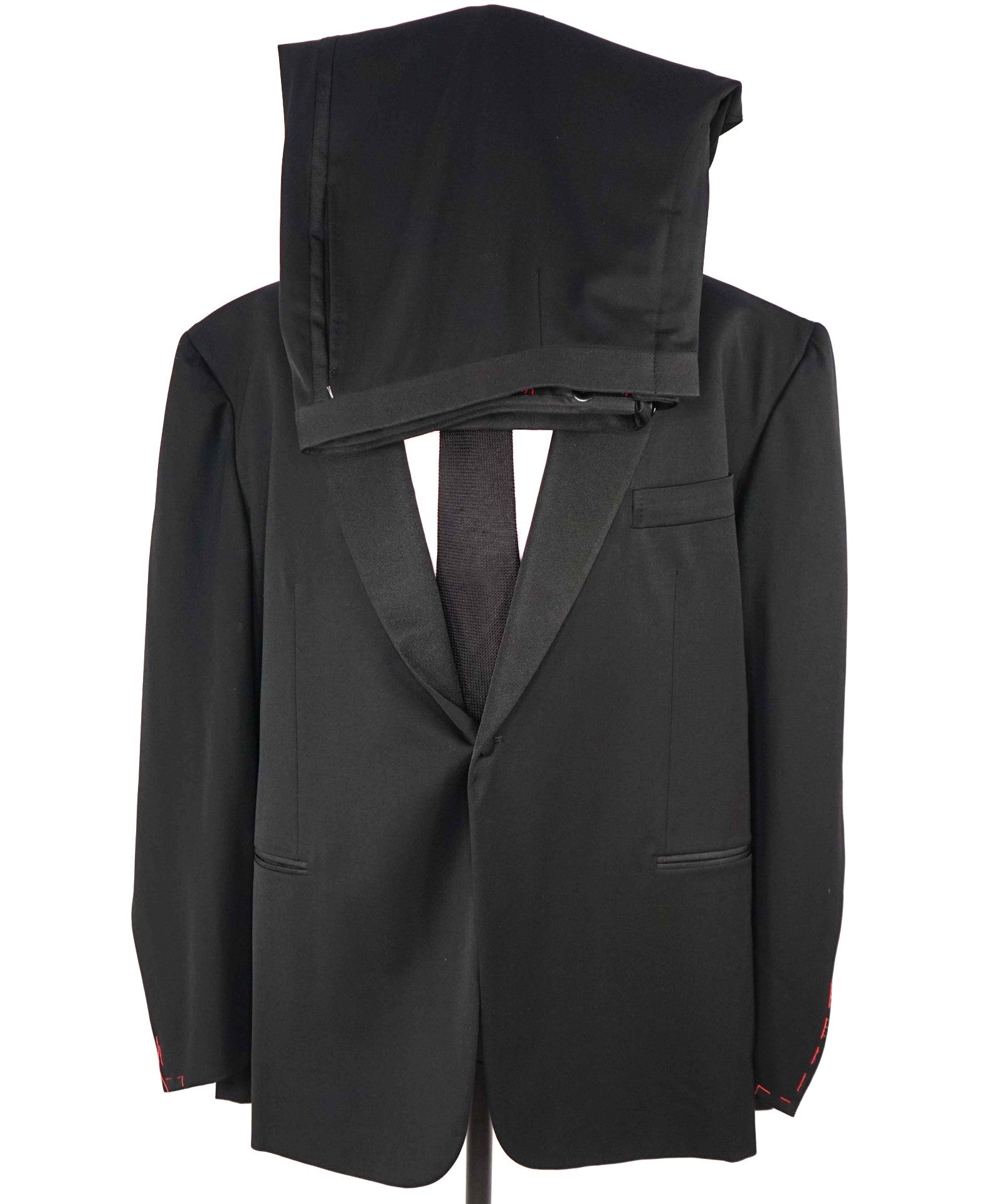 $4,595 ISAIA -"AQUASPIDER" PEAK LAPEL Black Tuxedo- 56R (66EU)