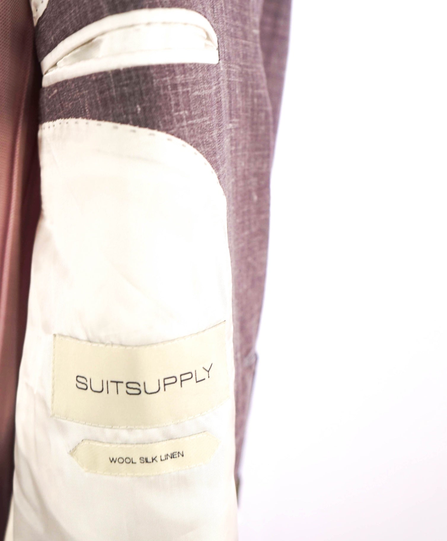$859 SuitSupply - Textured Purple 3-Btn Wool/Silk/Linen Suit - 46L
